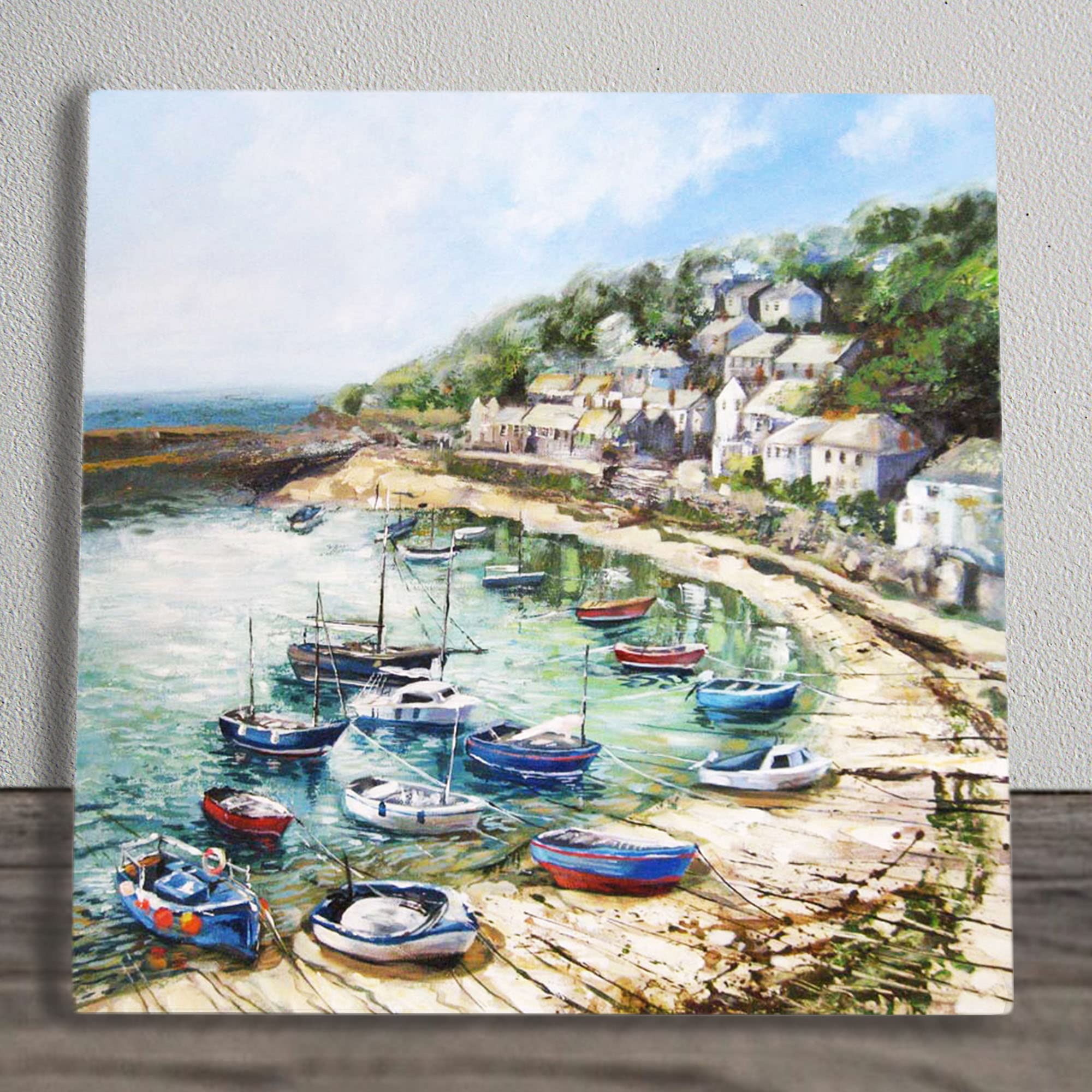 Mousehole Shimmer Ceramic Picture Tile Artwork By Judith Yates Hanging Wall Art Home Décor