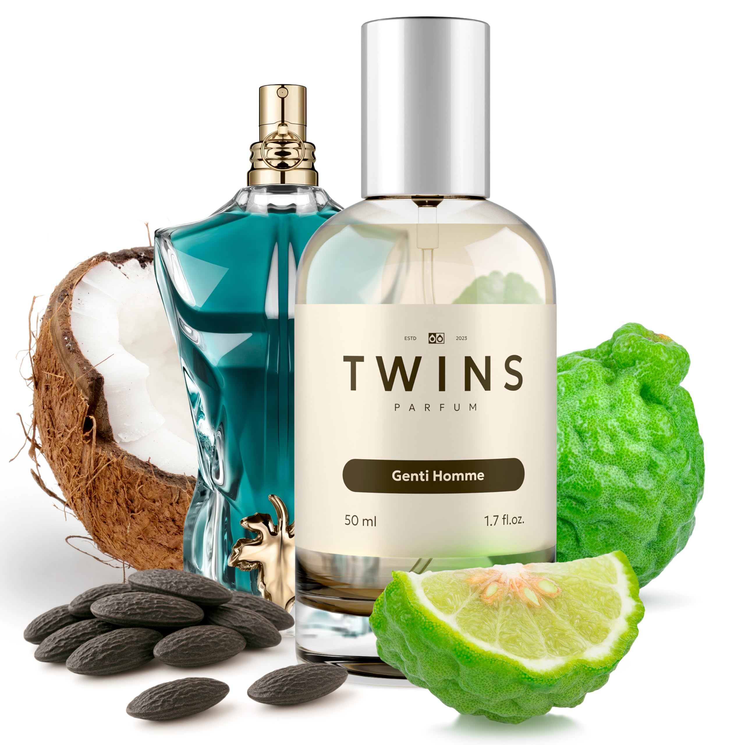 TWINS - Impression by L. Beau - Luxury Perfume For Men - Clean Ingredients, Paraben Free, Cruelty Free, Vegan Spray - Eau De Parfum Spray - Genti Homme - Fragrance 1.7 fl. Oz. (50ml)