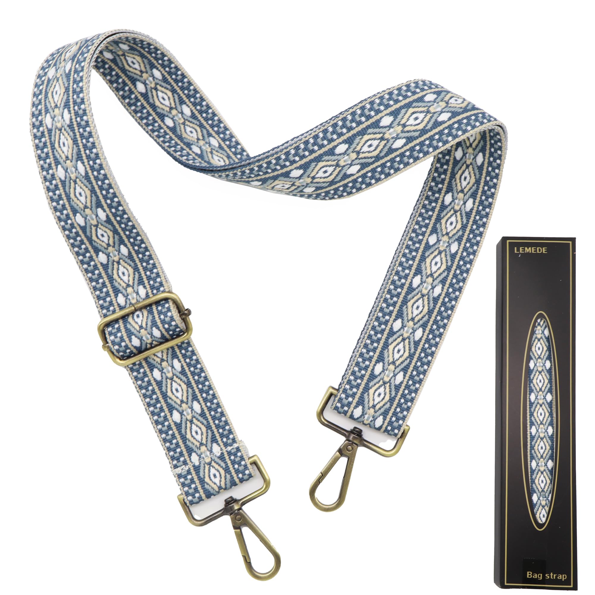 LEMEDE Purse Strap Adjustable Replacement Crossbody Bag Straps Retro Jacquard Embroidery Shoulder Straps for Shoulder Bag