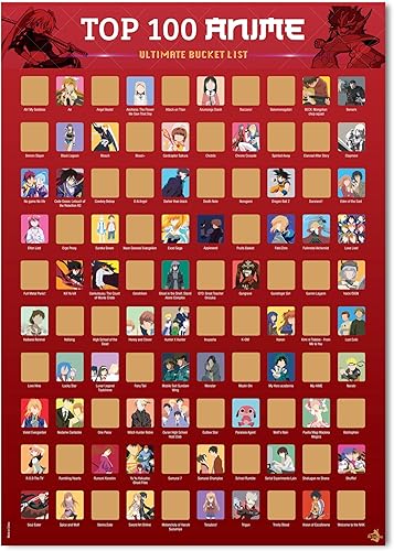 Miniatura 7 de Me Time Joy Top 100 Anime Scratch Off Poster con herramienta de rascar y libro electrónico, 100 Anime Bucket List Series