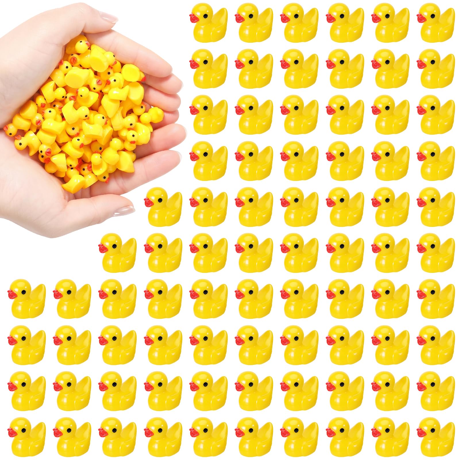 GSrenyu 100 Pack Mini Yellow Resin Ducks, Tiny Cute Little Duck