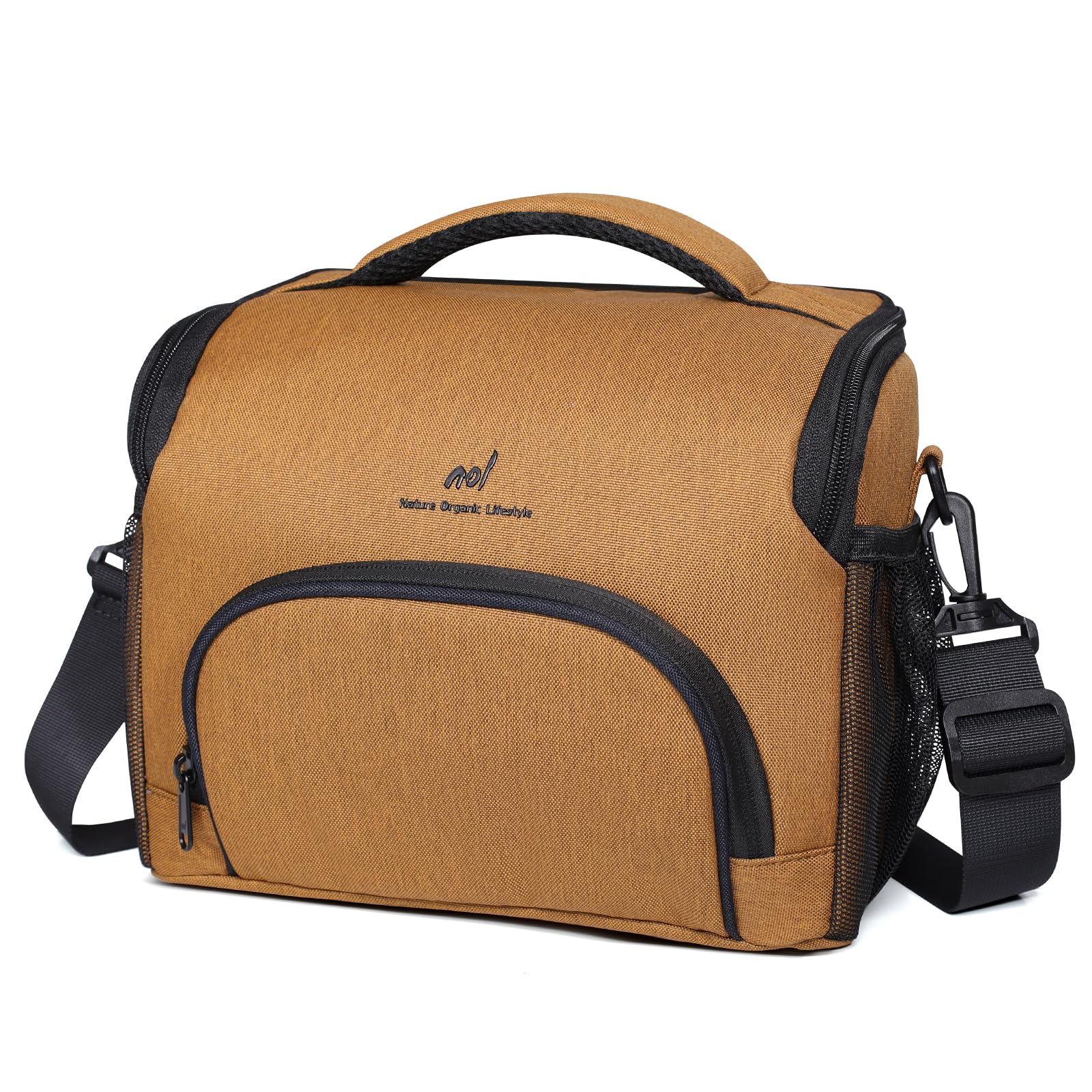 NOL Natural Organic Lifestyle Large Lunch Bag Insulated Cooler lunch Bag for Men Women Waterproof Lightweight Lunch Box Organiser Leakproof Cooler Tote for Work (Earth-yellow)