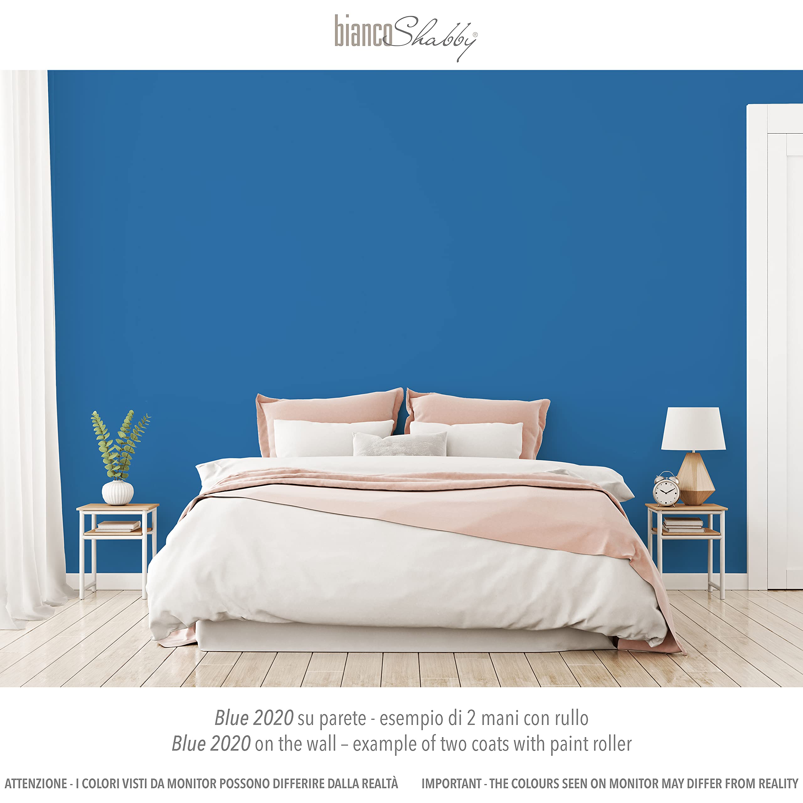 bianco Shabby® Blue 2020 farba kredowa na bazie wody, do wszystkich powierzchni, łatwa w obróbce, bez nieprzyjemnego zapachu, farba kredowa, ekstra matowa (2,5 litra)