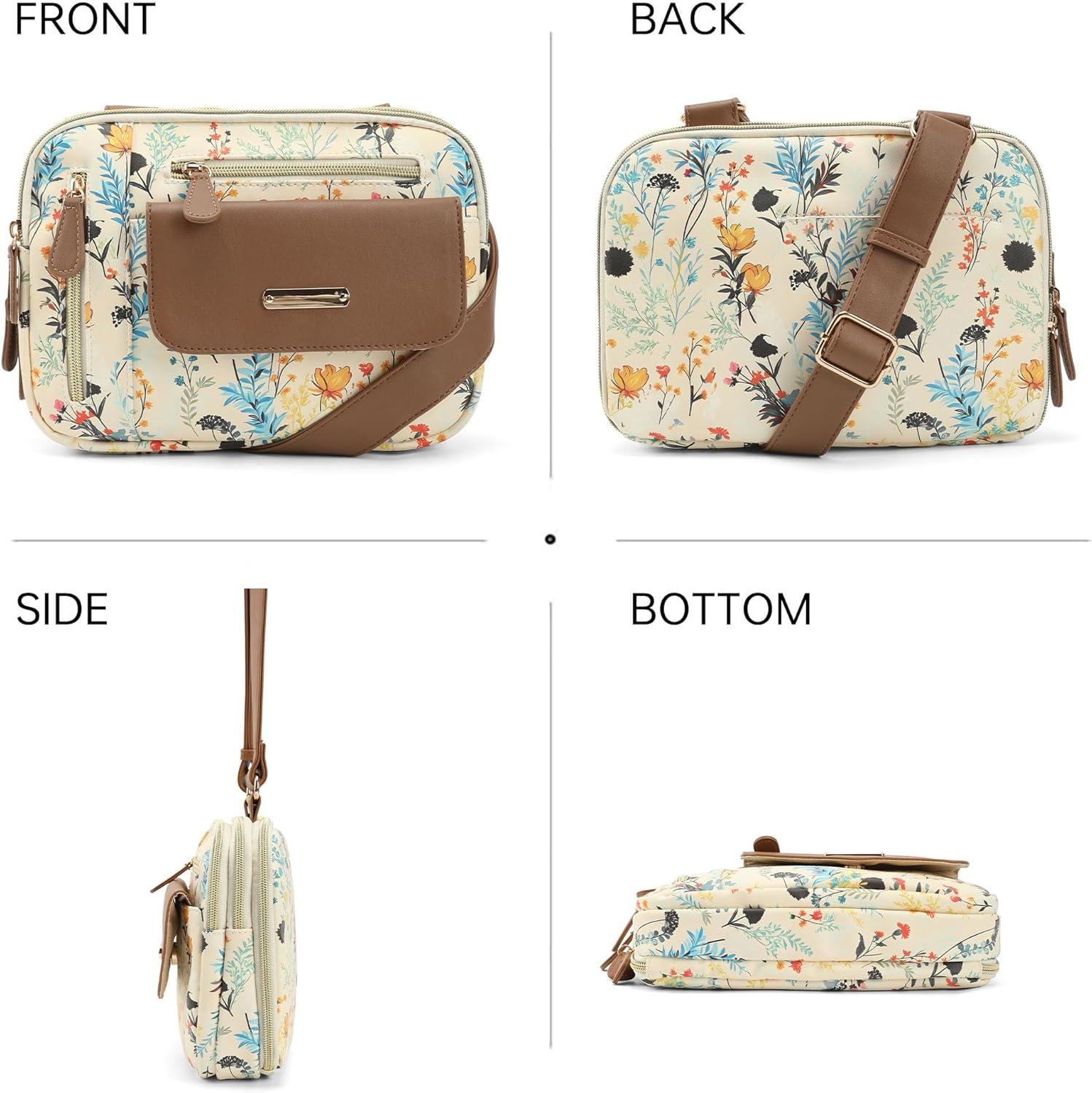 Crossbody Purses for Women - Multi Pockets Shoulder Bag Medium Handbags with Adjustable shoulder straps