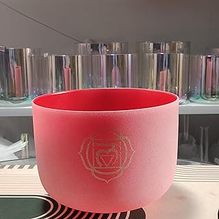 Cuenco de cristal de cuarzo para meditación, yoga y relajación, color rojo esmerilado, 432 Hz, para meditación, yoga y relajación, 10 pulgadas