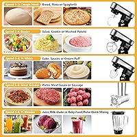 Vista 4 de Batidora de pie multifuncional, batidora de pie 6 en 1, cabezal inclinable de 6.3 cuartos de galón, batidora de pie con tazón de acero inoxidable