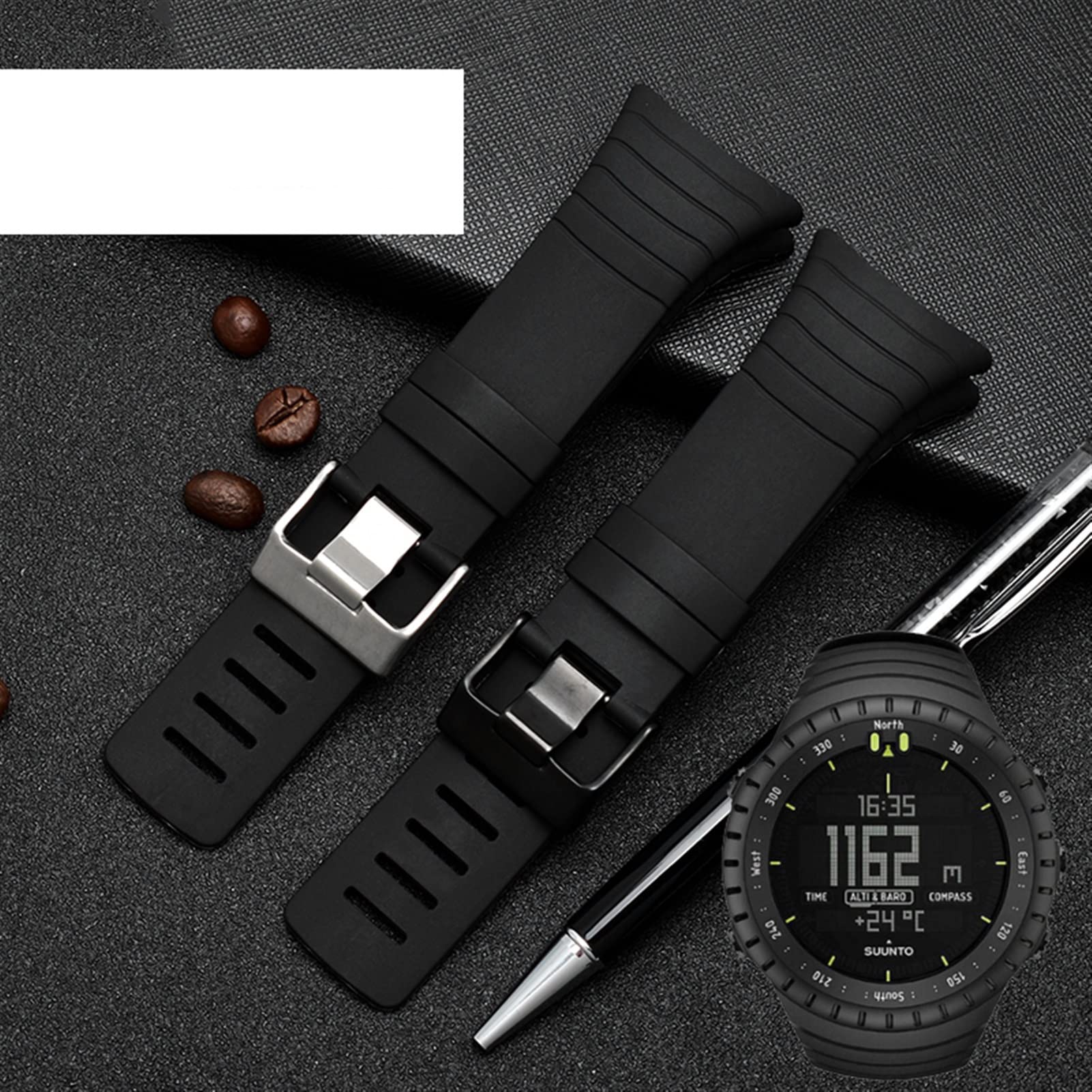 Inteligentny silikonowy pasek do zegarka SUUNTO CORE gumowy pasek na nadgarstek bransoletka 35 mm czarny pasek w zestawie śruby śrubokręt