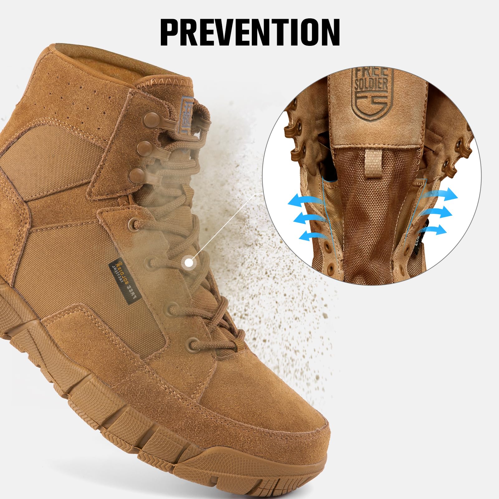 FREE SOLDIER Stivali da Uomo Ultraleggeri Stivali da Lavoro Tattici Militari 6" inch High-Tops Stivali da Neve Traspiranti Traspiranti per Camminare a Piedi