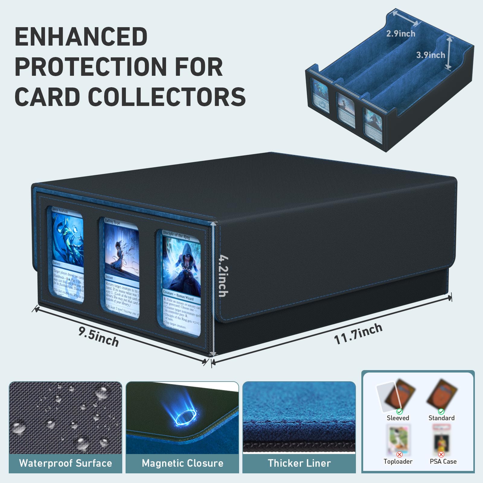 Amazon.com: SENVINI 3-Row Trading Card Storage Box, Bulk Cards Case for 2400+ Mtg tcg Magic Playing Game Card Organizer, Commander Deck Box with 3 Supports & 24 Dividers : Toys & Games Amazon.com: SENVINI 3-Row Trading Card Storage Box, Bulk Cards Case for 2400+ Mtg tcg Magic Playing Game Card Organizer, Commander Deck Box with 3 Supports & 24 Dividers : Toys & Games
