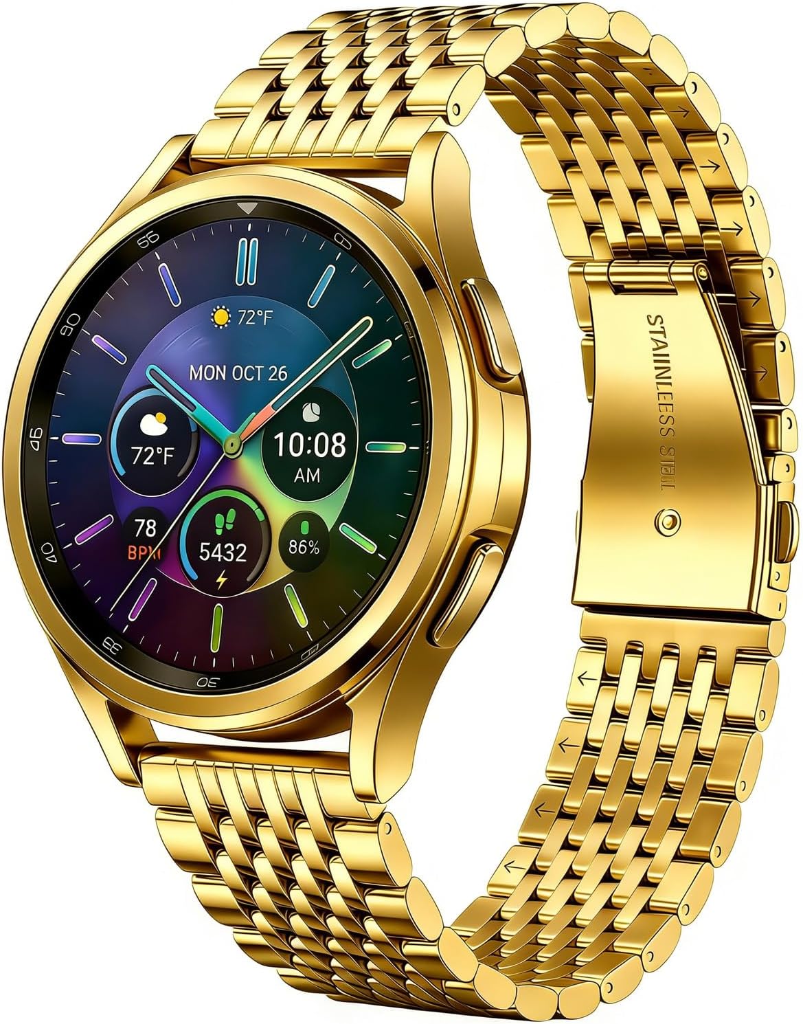 Juntan Quick Release 20mm Metal Straps for Men Women, Stainless Steel Bands Compatible for Samsung Galaxy Watch 7/6/5/4 Band 40mm 44mm, Watch 5 Pro 45mm, Galaxy Watch 6/4 Classic 43mm 47mm 42mm 46mm