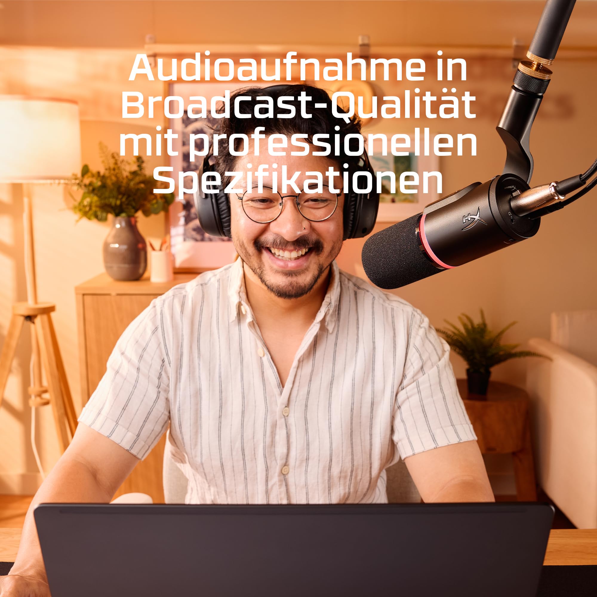 HyperX FlipCast Dynamisches USB/XLR-Mikrofon – Profi-Streaming & Podcast-Mikrofon mit Rauschunterdrückung, RGB-Beleuchtung, Onboard-Steuerung, 192 kHz/32-Bit, Schwarz