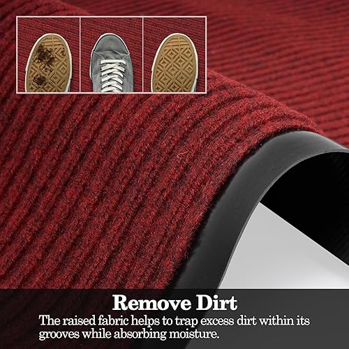Miniatura 10 de GOOFCXO Tapete de entrada comercial de 3 x 16.4 pies, alfombra de pasillo de doble acanalado con respaldo de PVC antideslizante, para interiores y