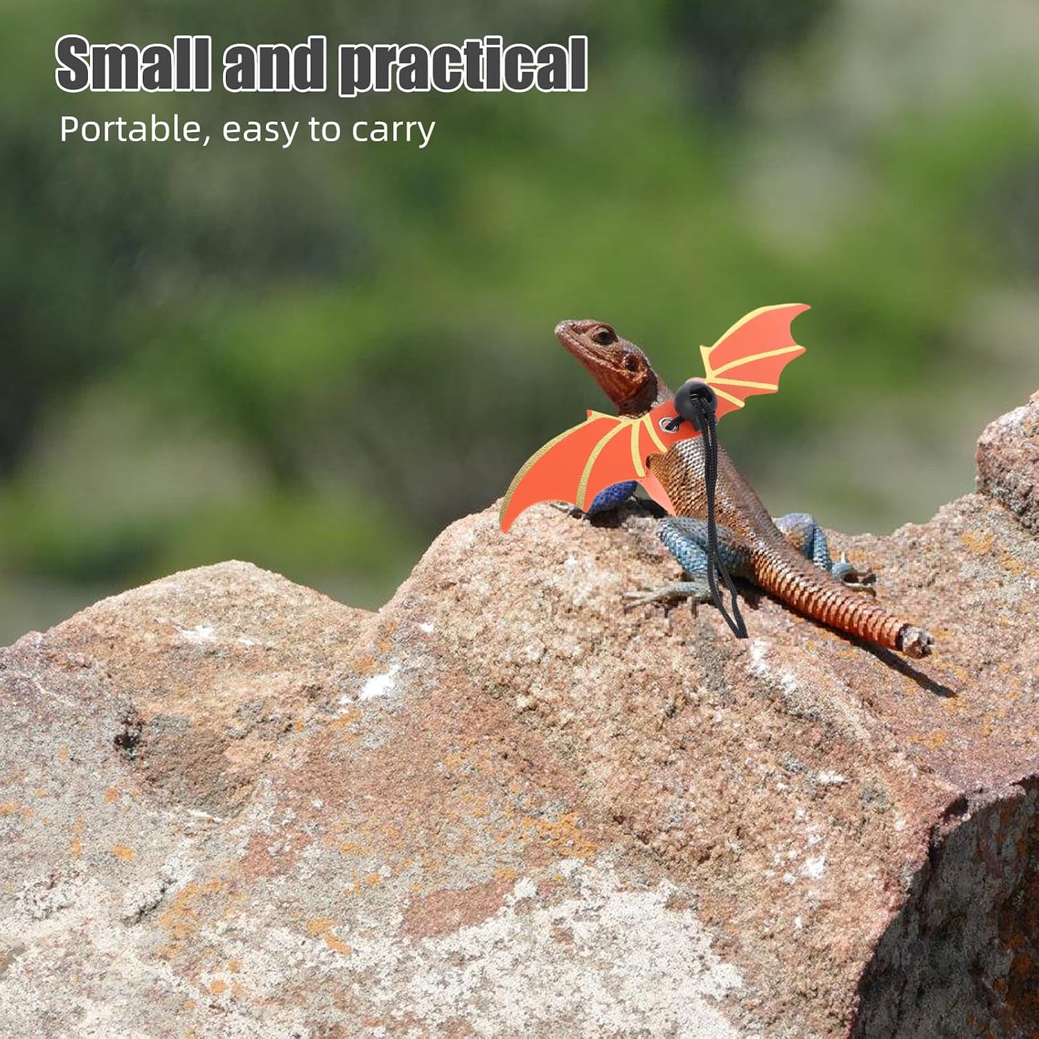 Adjustable Orange Reptile Lizard Harness Leash Set with Wing Design, Pu Material, Small Size for Outdoor Walking and Safety Control of Bearded Dragons and Small Pets