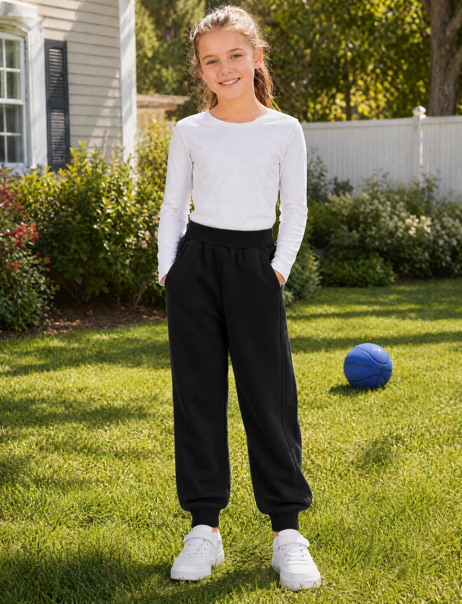 JiAmy Jogginghosen für Mädchen Baumwolle Herbst Freizeithose Größe 120-160