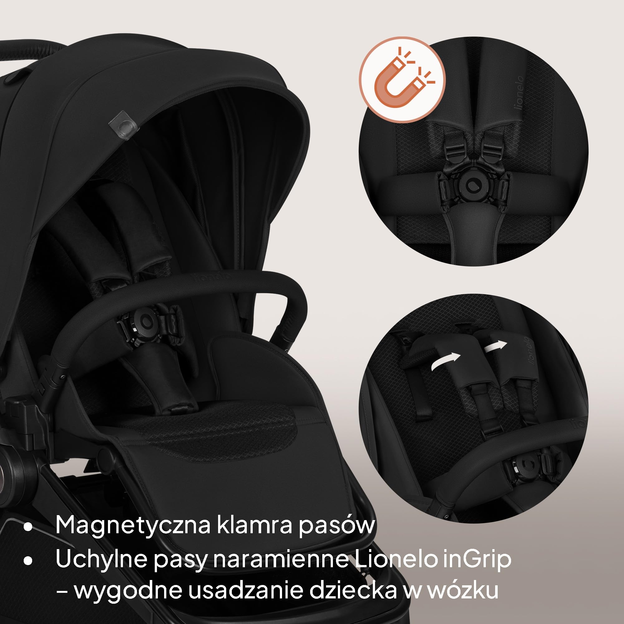 Lionelo Freya Wózek dziecięcy 2 w 1 (0-4 lata, 0-22 kg), wózek dziecięcy kombi ze składaną wanną i fotelem sportowym, funkcja leżenia, pełne zawieszenie, koła PU, daszek XXL UPF50+, adapter do