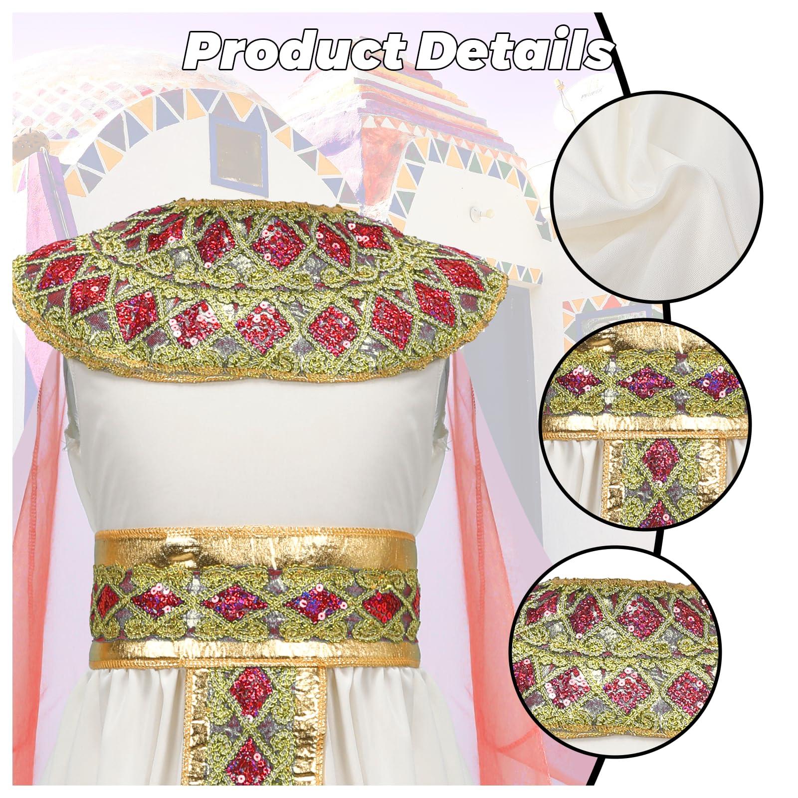 nezafly Egyptian Costumes for Kids Girls Cleopatra Costume Blue Ancient Egypt Princess Halloween Dress Fancy Dress Outfit - Image 2