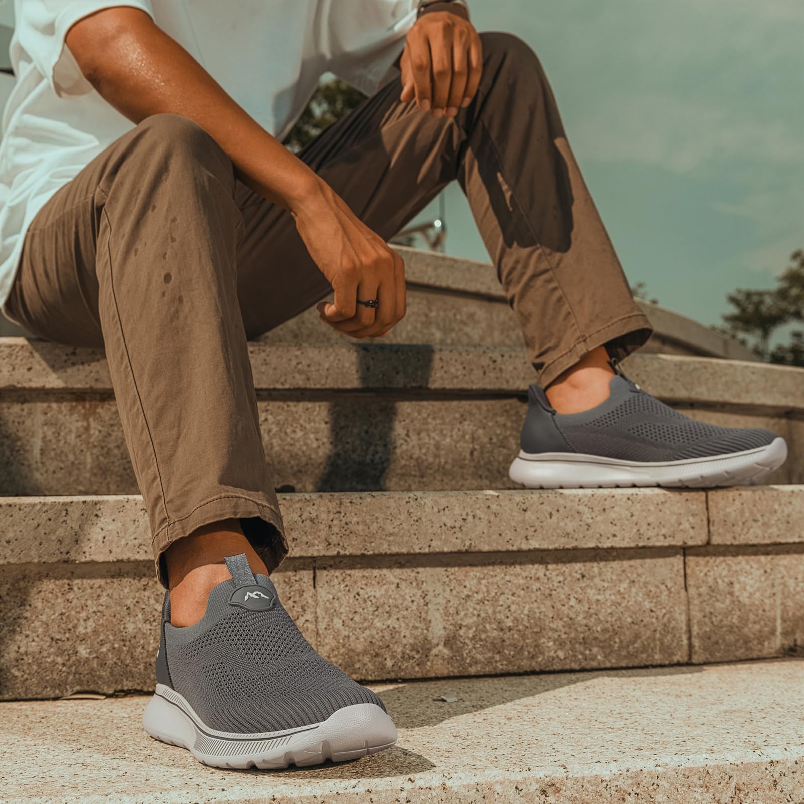 ODCKOI Sneakersy męskie, bez sznurowadeł, wsuwane buty z siateczki, oddychające, lekkie buty do biegania, wygodne buty sportowe, lekkie buty do biegania na świeżym powietrzu, 46 EU