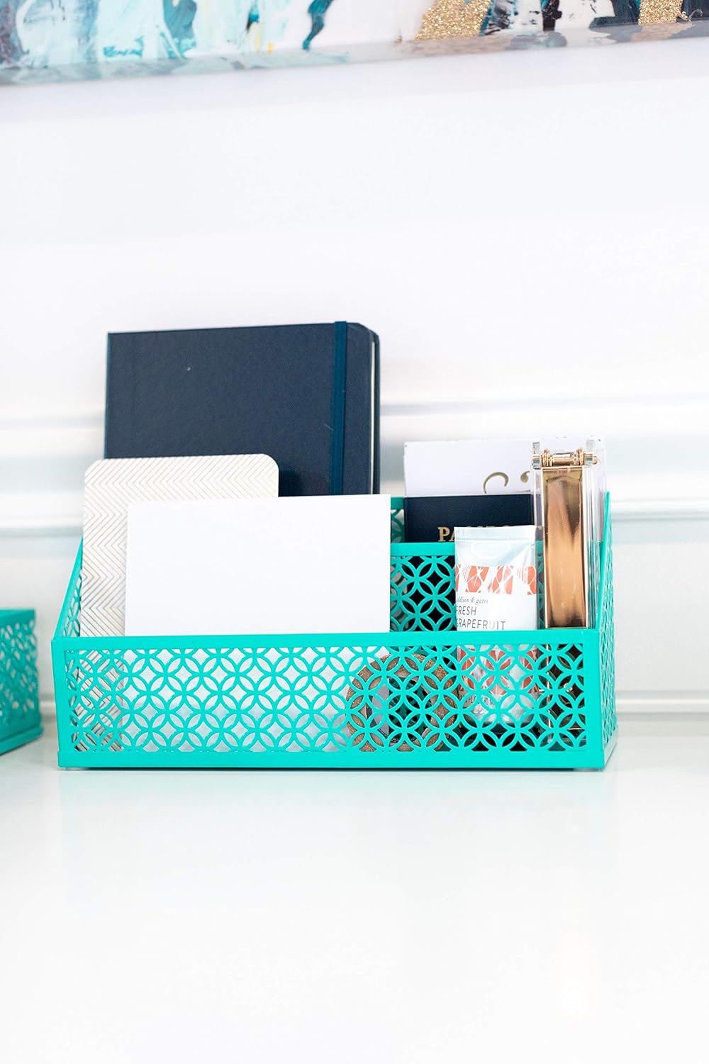 Blu Monaco 6 Piece Dark Teal Desk Organizer Set - Desk Organizers and Accessories for Women - Teal Desk Accessories - Desktop Organization… : Office Products
