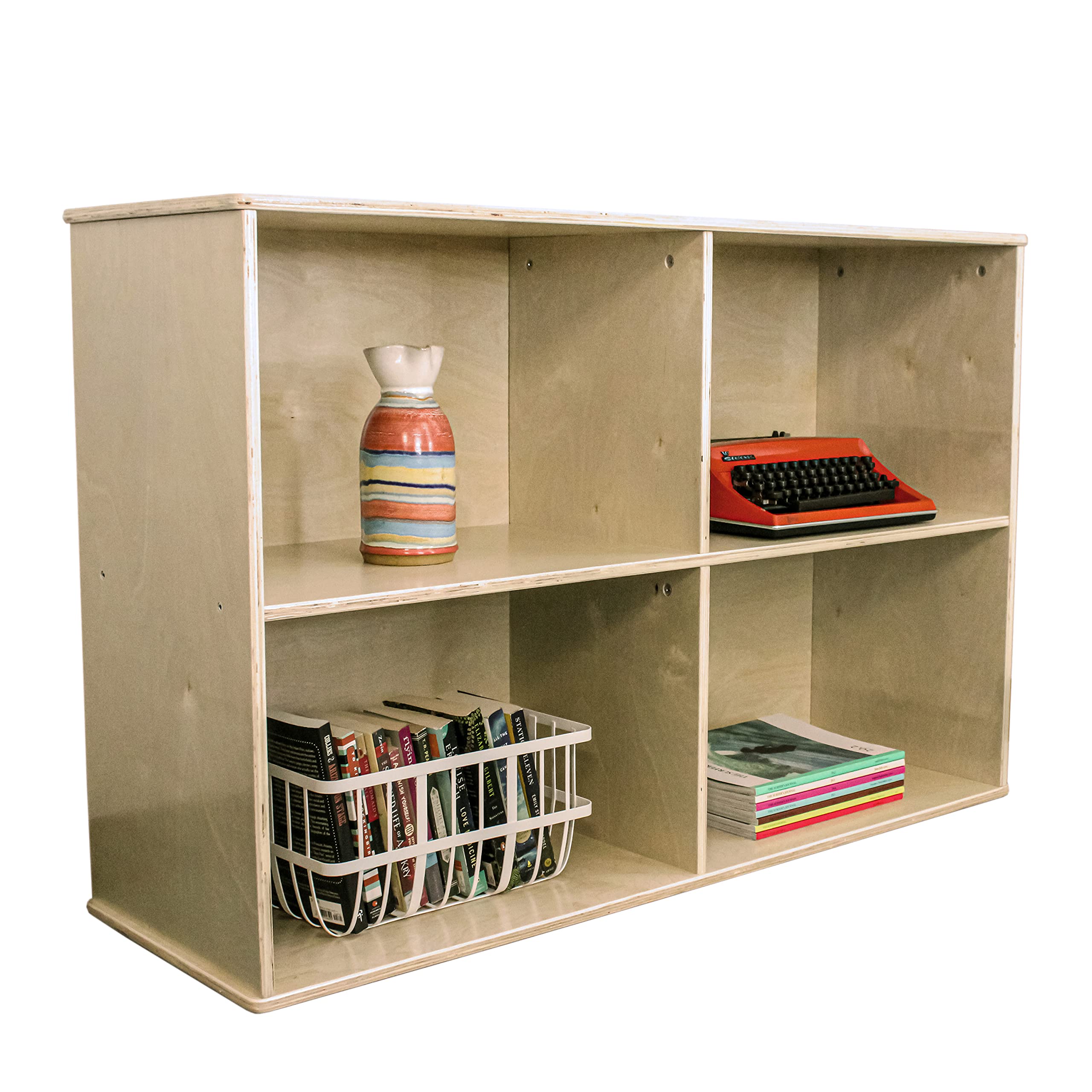 FDP Cubby Shelving for Playroom & Classroom Storage - Birch Cubby Storage Organizer & Classroom Bookshelf - Montessori Furniture for Home, Daycare, School - (4 Compartment, 30" Height)