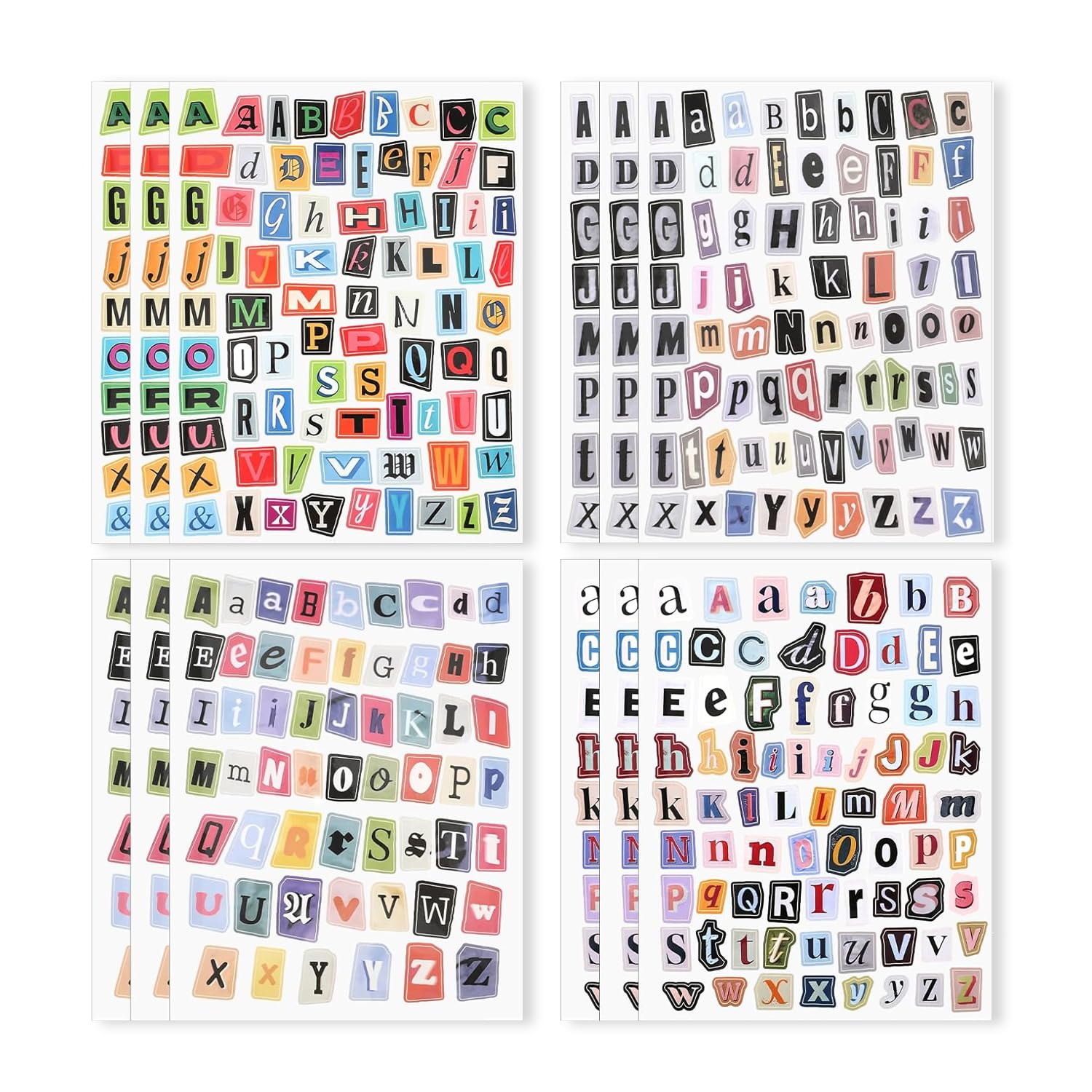 Labyrinxel 12 Sheets Vintage Scrapbook Stickers 636 Pieces Alphabet Letter Stickers for Journals Cards and DIY Crafts