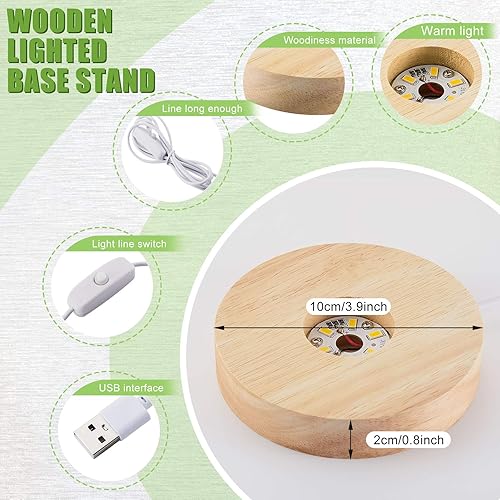 Miniatura 2 de Honoson Base iluminada de madera para pantalla LED de madera, base iluminada para arte de cristal, base iluminada para arte de vidrio, base