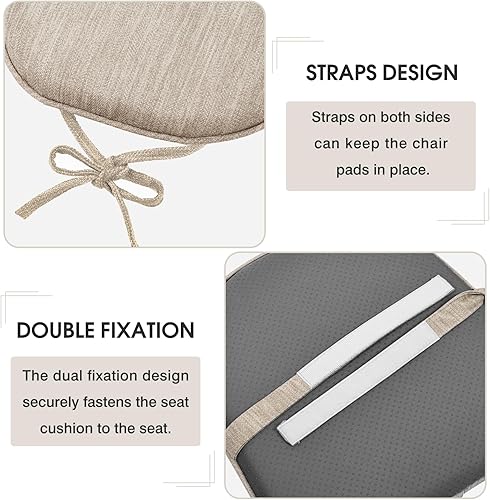 Miniatura 5 de baibu Juego de 2 almohadillas de metal súper suaves para sillas de comedor, cojín para taburete de bar con lazos para sillas de metal o taburetes de