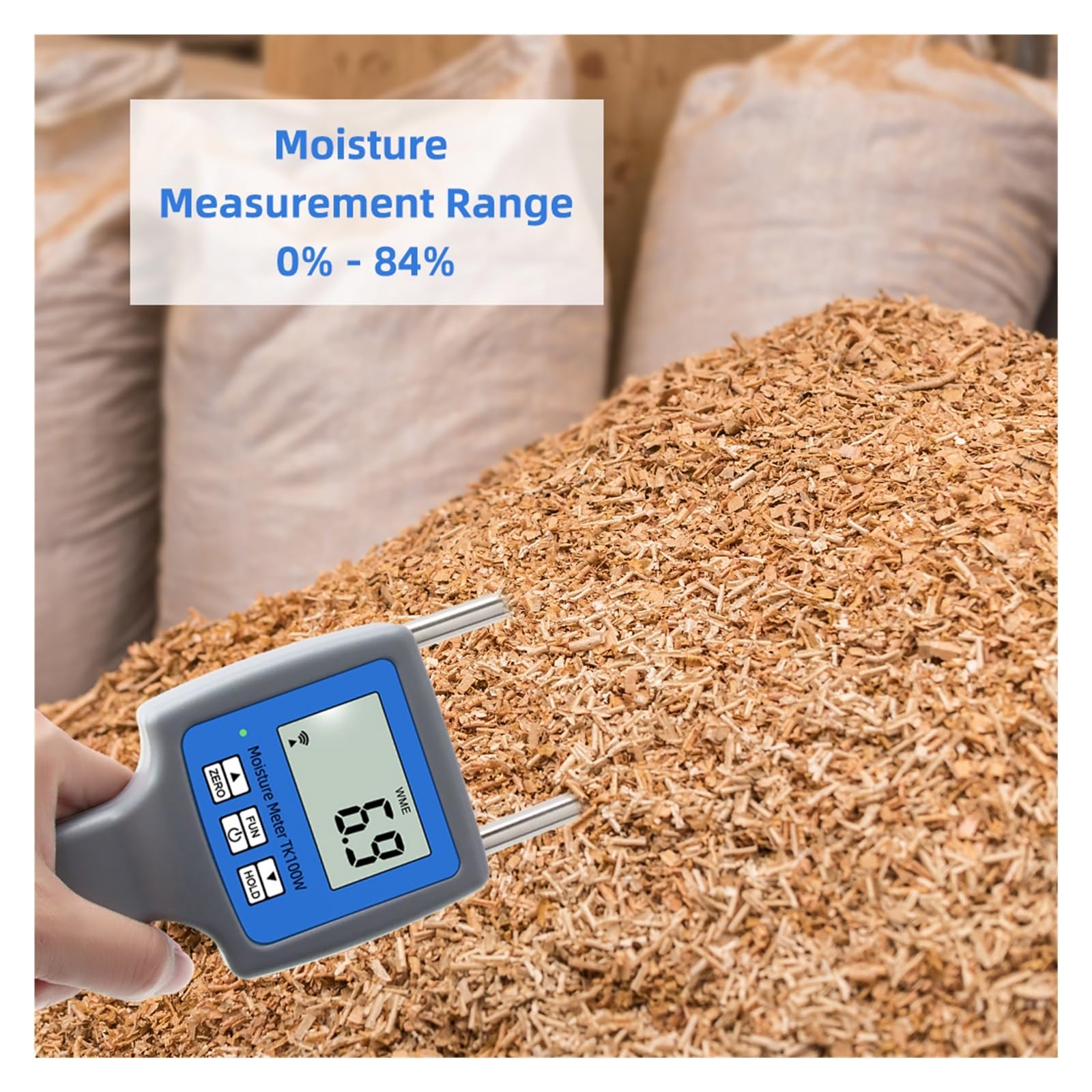 Feuchtigkeitsmesser, TK100W Hygrometer Holz Sägemehl Pulver Heuballen Torf Feuchtigkeitsmesser Hygrometer Luftfeuchtigkeit