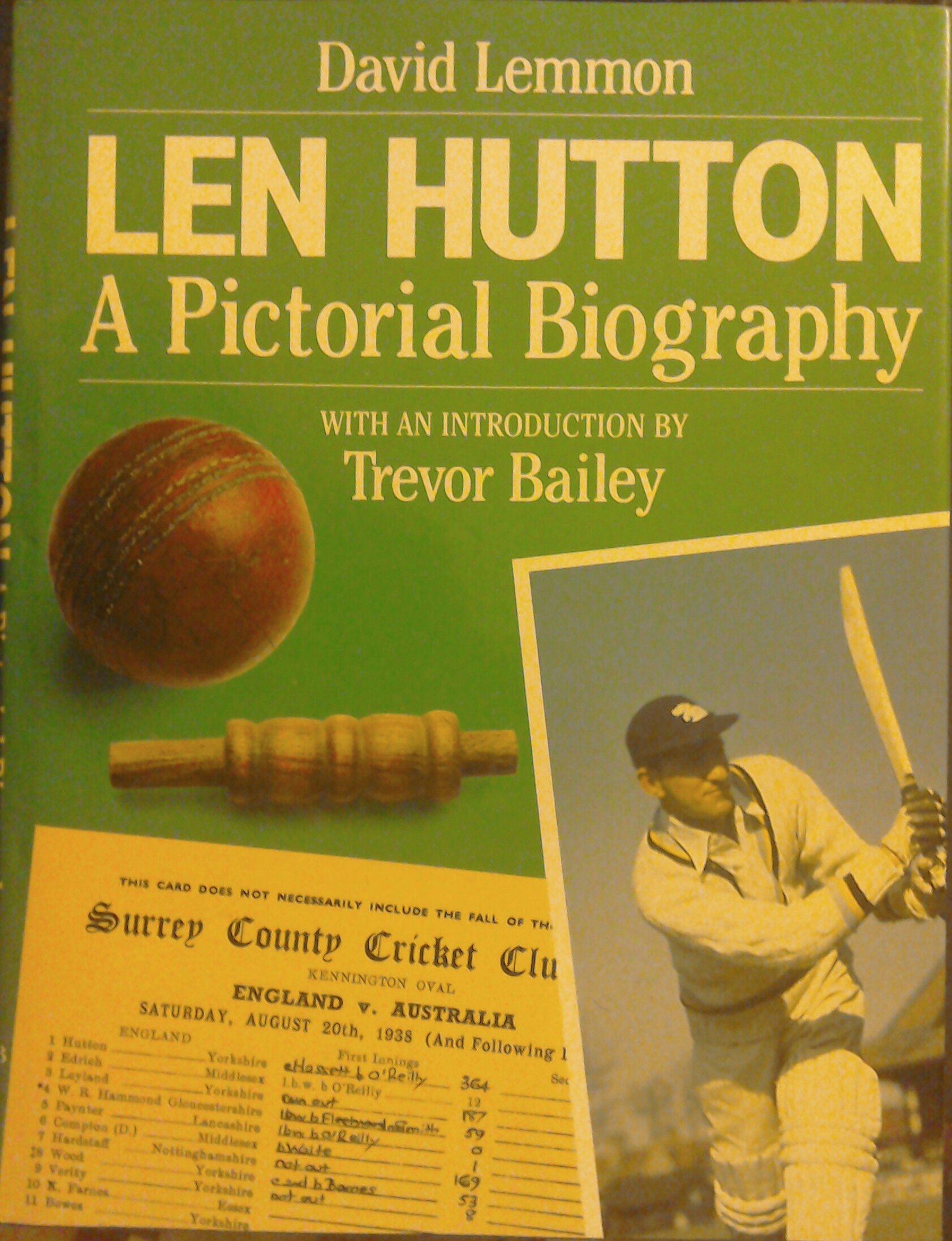 Len Hutton A Pict. Biography cadeau souvenir cricket historique
