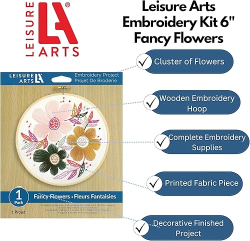 Miniatura 3 de LEISURE ARTS Kit de bordado de 6 pulgadas Home Sweet Home - Kit de bordado para principiantes - Kit de bordado para adultos - Kits de punto de cruz