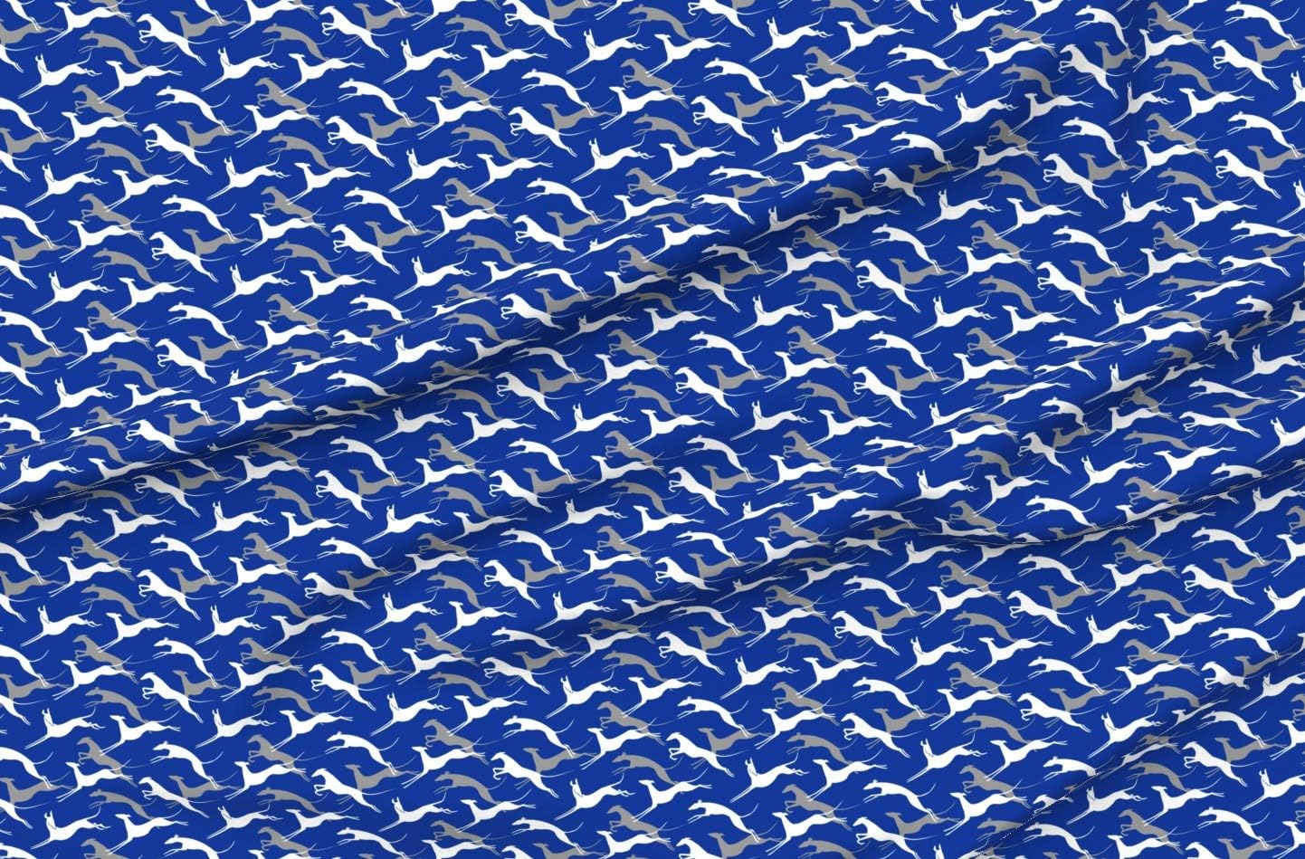 Spoonflower Fabric - Greyhounds Printed on Organic Cotton Sateen Fabric by The Yard - Sewing Quilting Apparel Home Decor