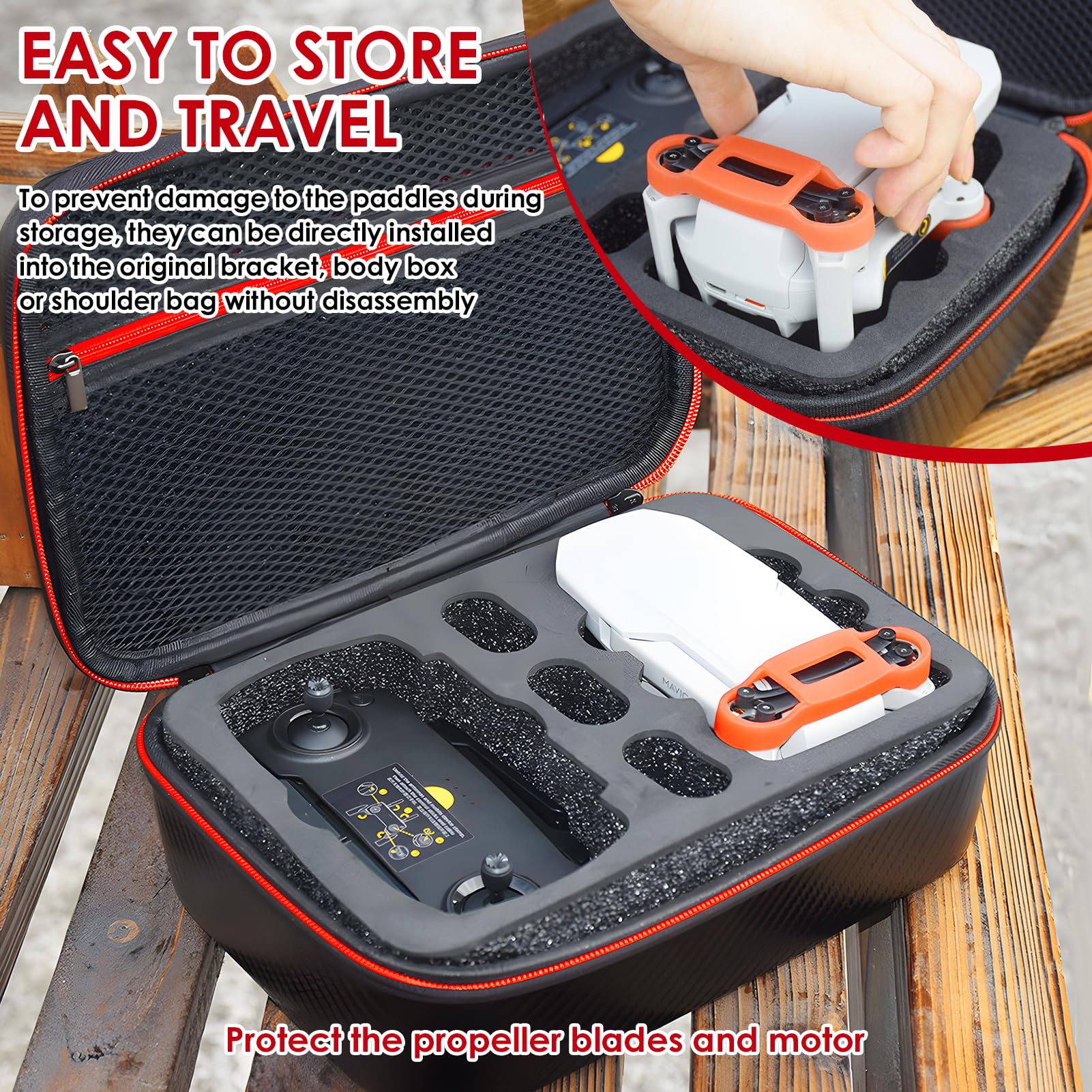 Mini 4K/Mini 2 SE Uchwyt śmigła Guard Stabilizator ostrza - Silikonowy uchwyt ochronny, lekkie i wytrzymałe akcesoria do dronów, kolory czerwony i szary, łatwy w instalacji