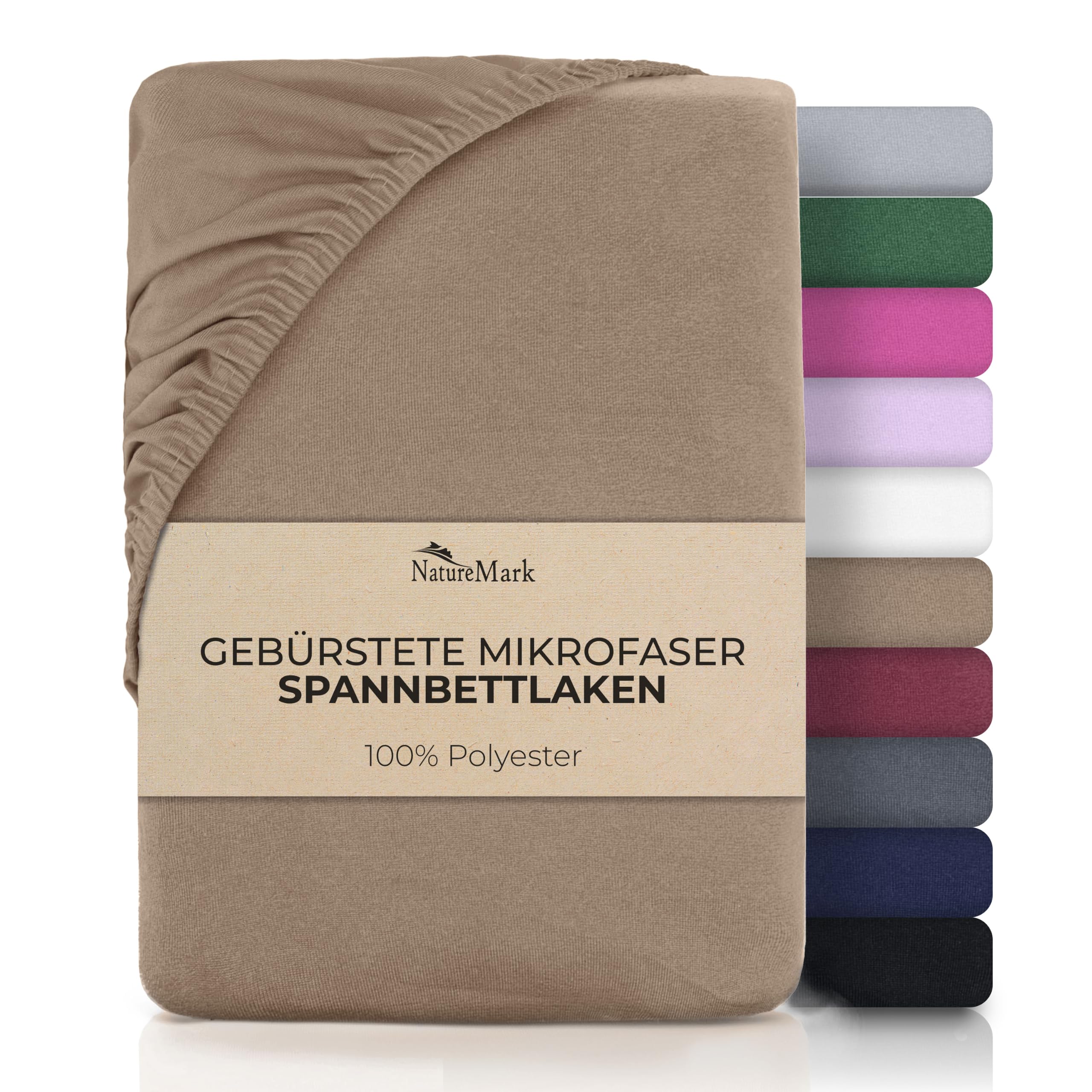 NatureMark Mikrofaser Spannbettlaken – weich, atmungsaktiv und pflegeleicht – hautfreundlich, schnelltrocknend und formstabil - 90x200 cm, Sand/Beige