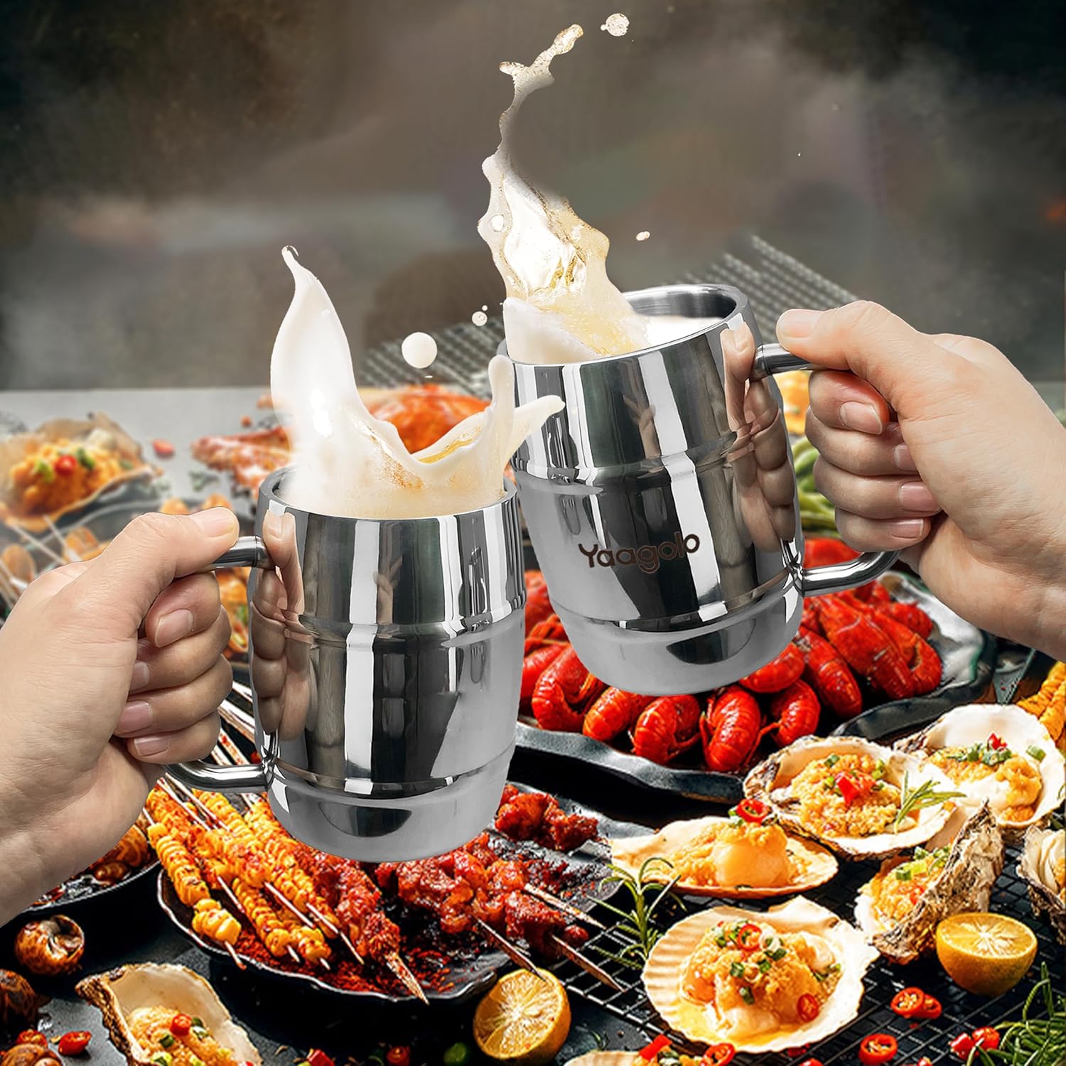 Beer Mug, 17oz Double Wall Stainless Steel Beer Stein with Handle, Insulated Stein Mug for Cold Drinks, Hot Coffee, Milk, Shatterproof Cups for Men Women, Gift for Beer Lovers - Image 3