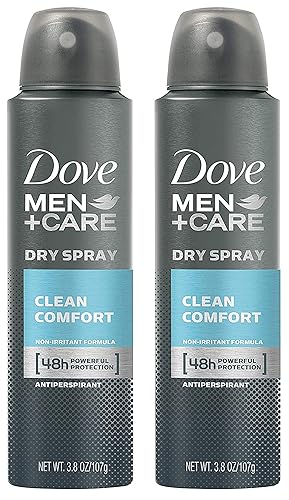 Dove Men + Care Dry Spray antitranspirante, Clean Comfort 3,8 oz (2 Pack)