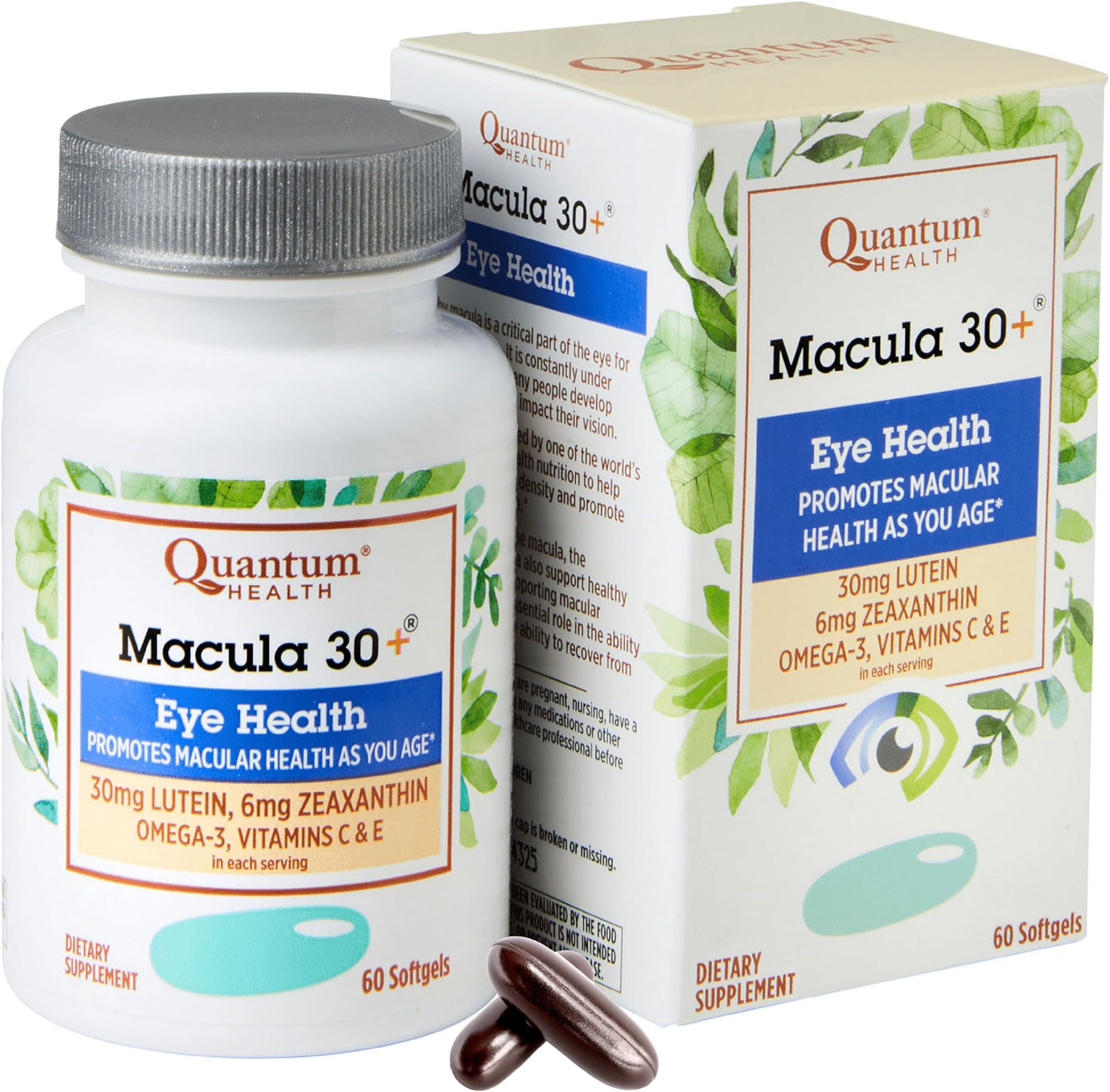 Health Macula 30+ Eye Health Supplement|Promotes Macular and Retinal Health as You Age|Formulated with Lutein, Zeaxanthin, Omega-3, and Vitamins C & E|60 Softgels, 30 Day Supply