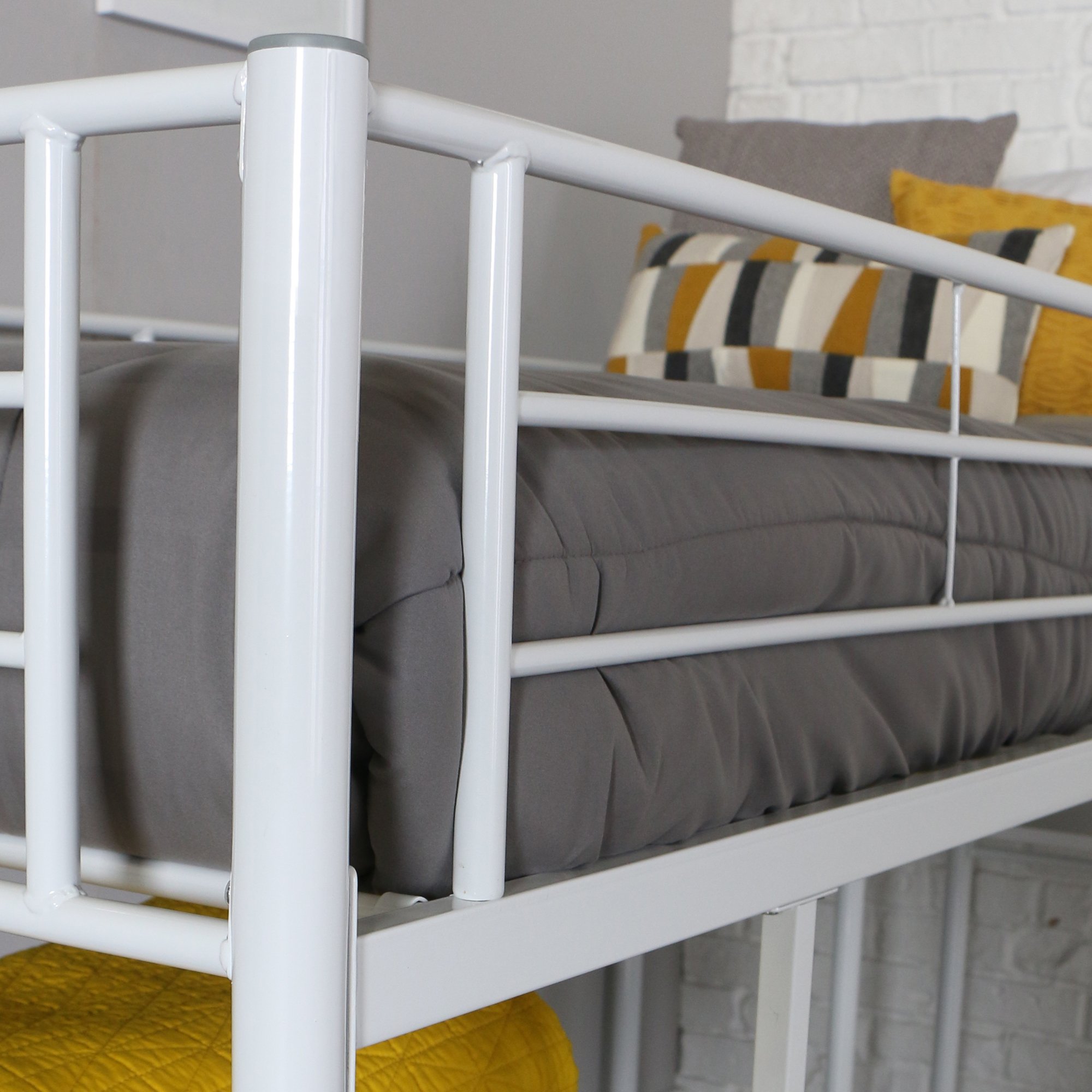 Walker Edison Metal Twin Low Loft Bunk Bed with Desk Bunk bed Kids Bed