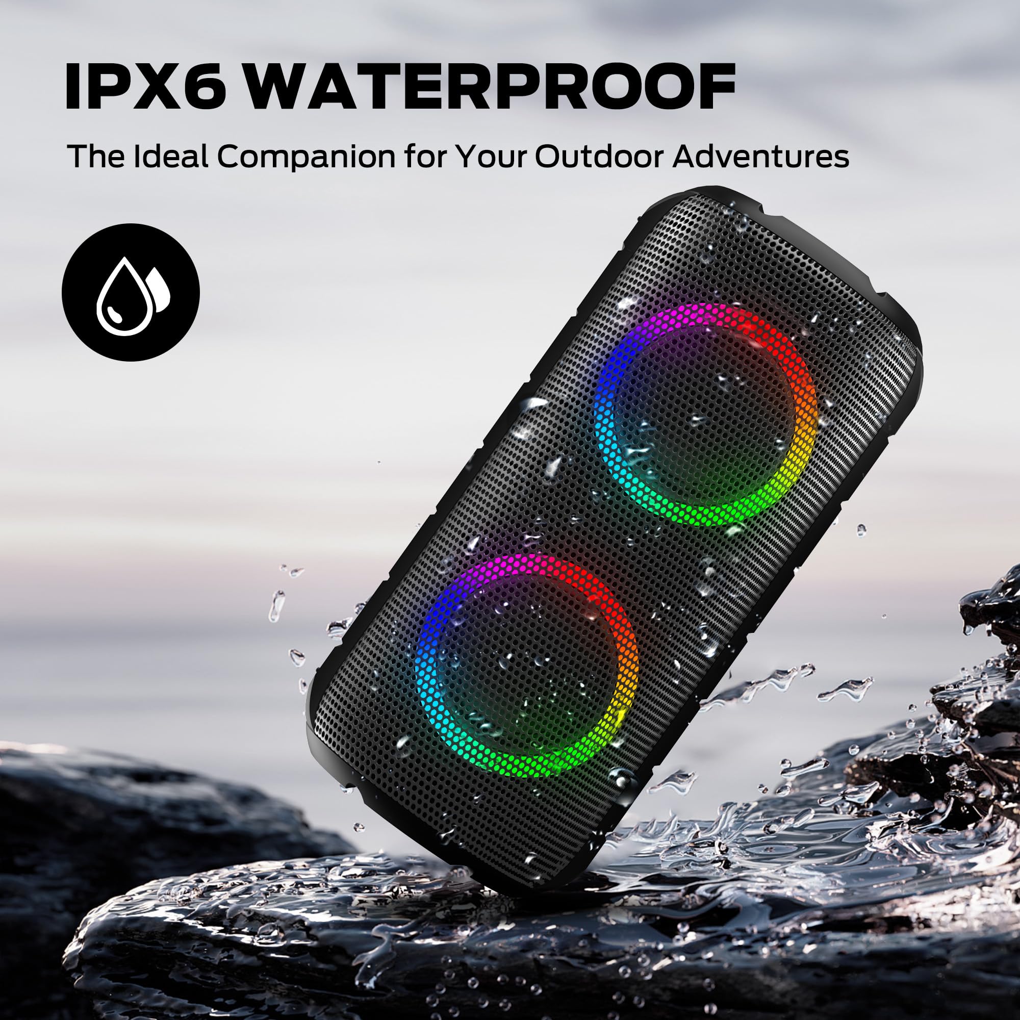 Oraolo Enceinte Bluetooth Sans Fil Avec Lumière, Son Stéréo Portable 24