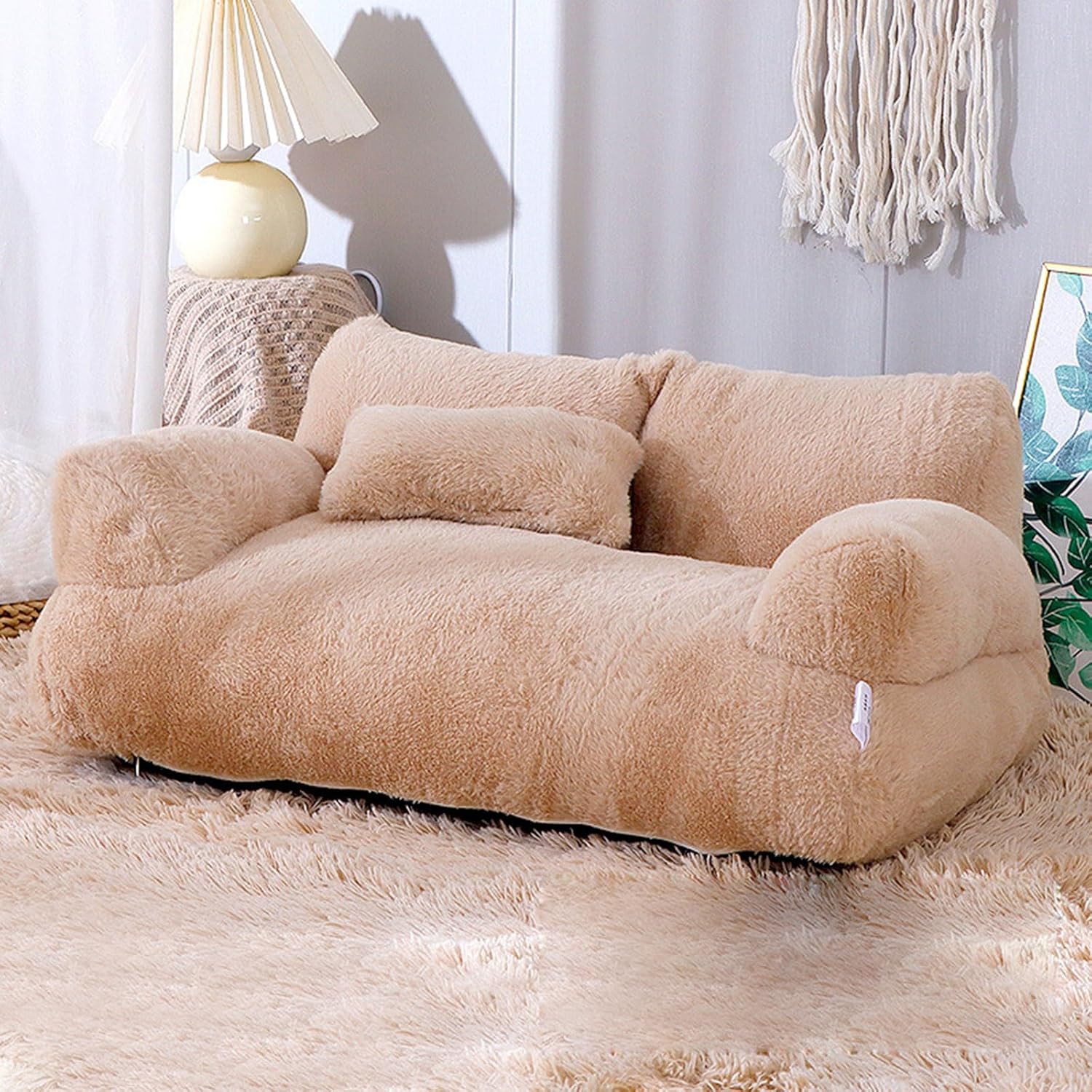 Dog Bed Furry Nest for Small Puppy Kitten Dog Basket Pet Bed with Detachable Multicolored