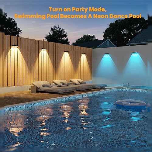 Miniatura 2 de Luces solares de pared para exteriores, impermeables, IP65, blanco cálidofrío + RGB que cambian de color, luces solares de pared para pared, patio,