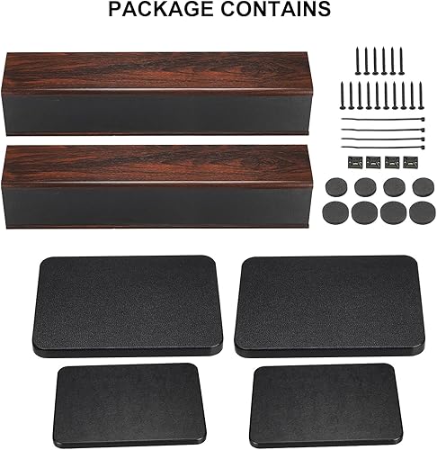 Miniatura 7 de MECCANIXITY Soportes para altavoces de grano de madera, 1 par de 23.6 pulgadas (23.6 in) soporte universal para altavoces huecos, escucha de audio