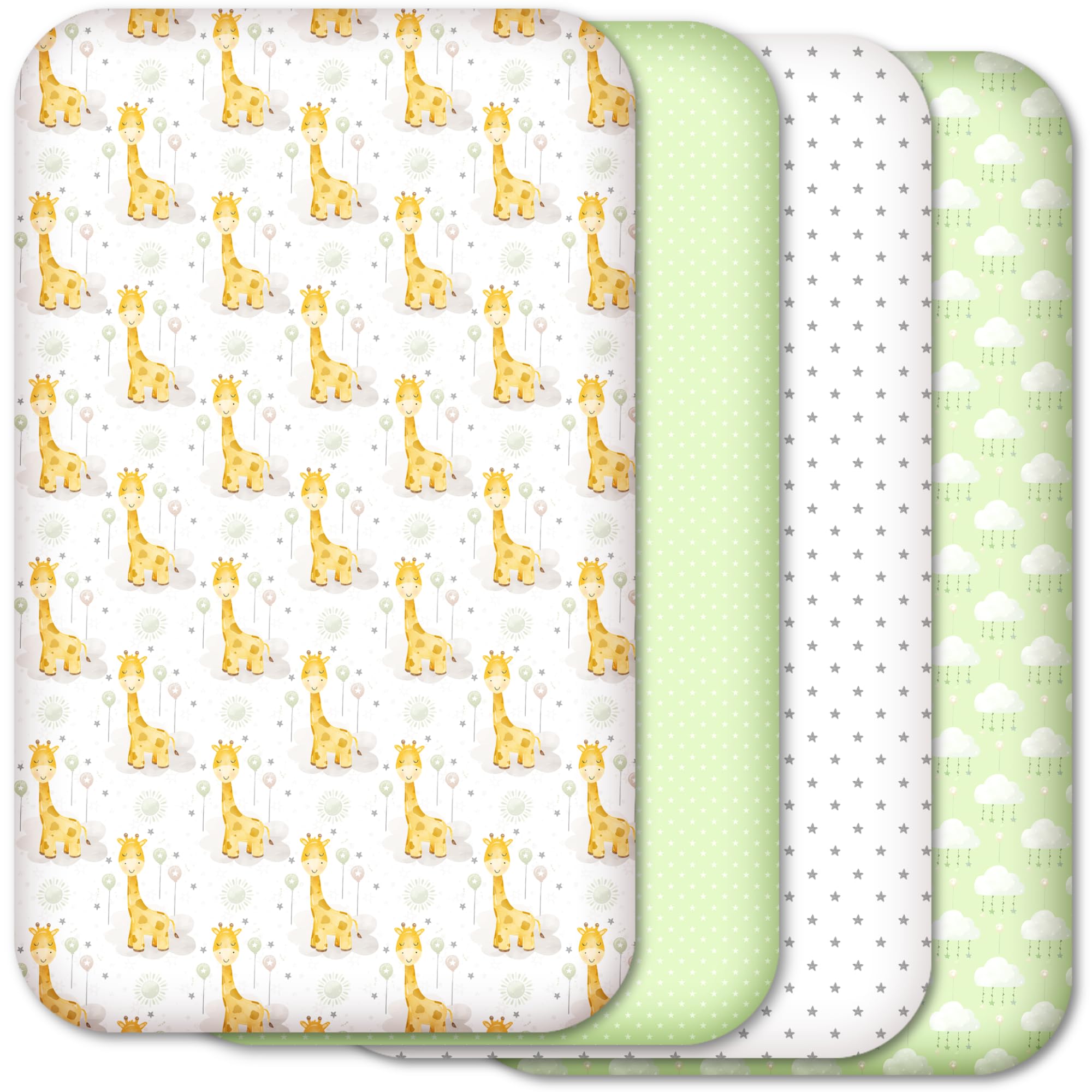 Next to Me Crib Sheets 83x50cm – 4-Pack - Soft & Breathable Baby Bedding Fitted Sheets Set, Snug Microfibre Sheets for Bedside Cribs (83x50cm, SET 6-4pcs)