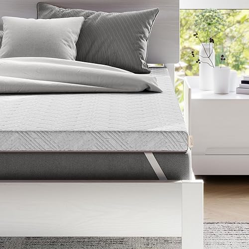 Miniatura 1 de OWLLIGHT Cubrecolchón tamaño Queen, de 3 pulgadas, con infusión de gel, de carbón de bambú, tamaño Queen, con certificación CertiPUR-US, funda