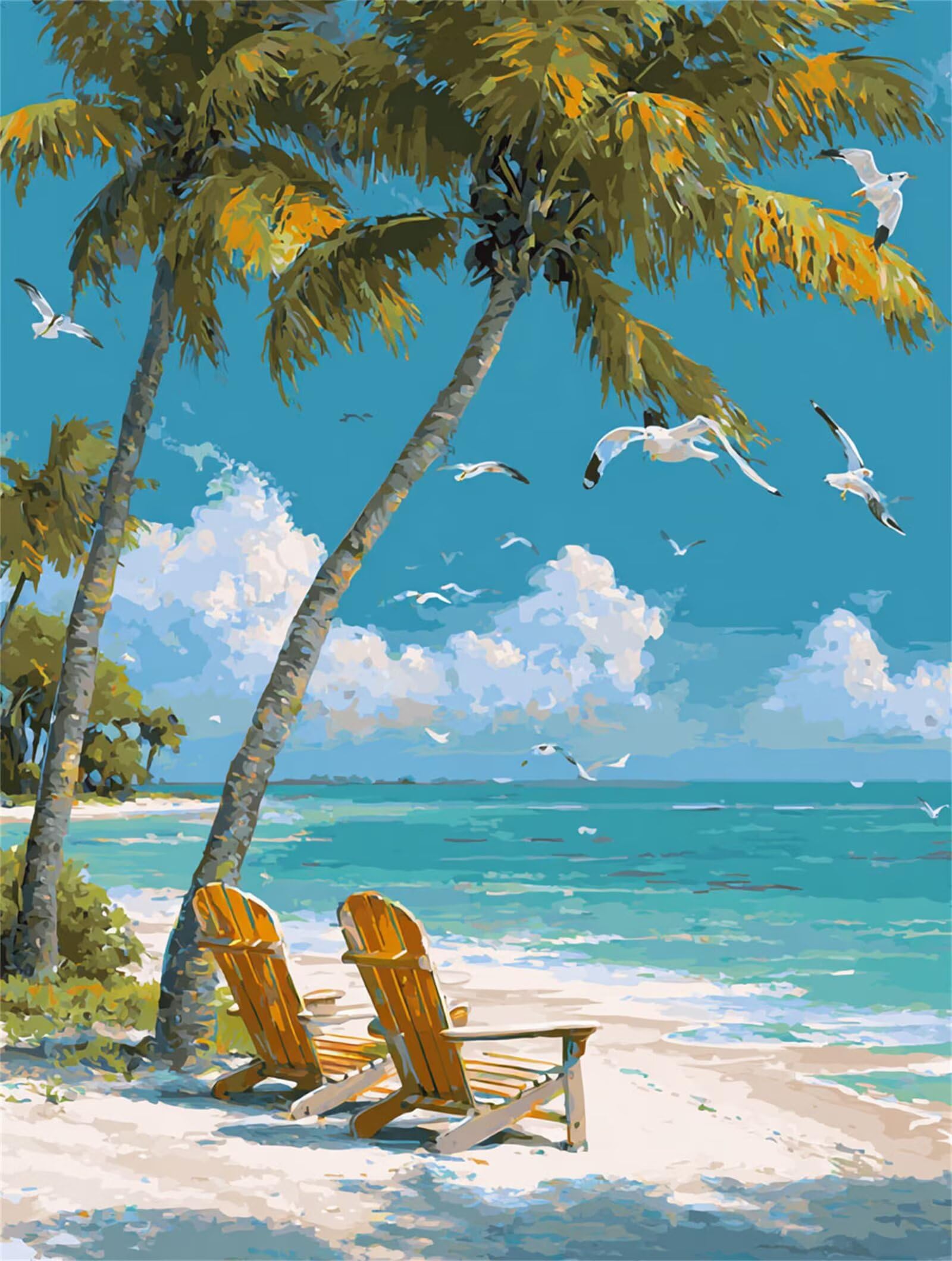 Dipingere con i Numeri Adulti spiaggia, sedie Dipingere con i Numeri Bambini DIY Kit, Set Premium con Pennelli, Decorazione Casa & Creativo Regalo, Attività di Tempo libero 90x120cm z-110