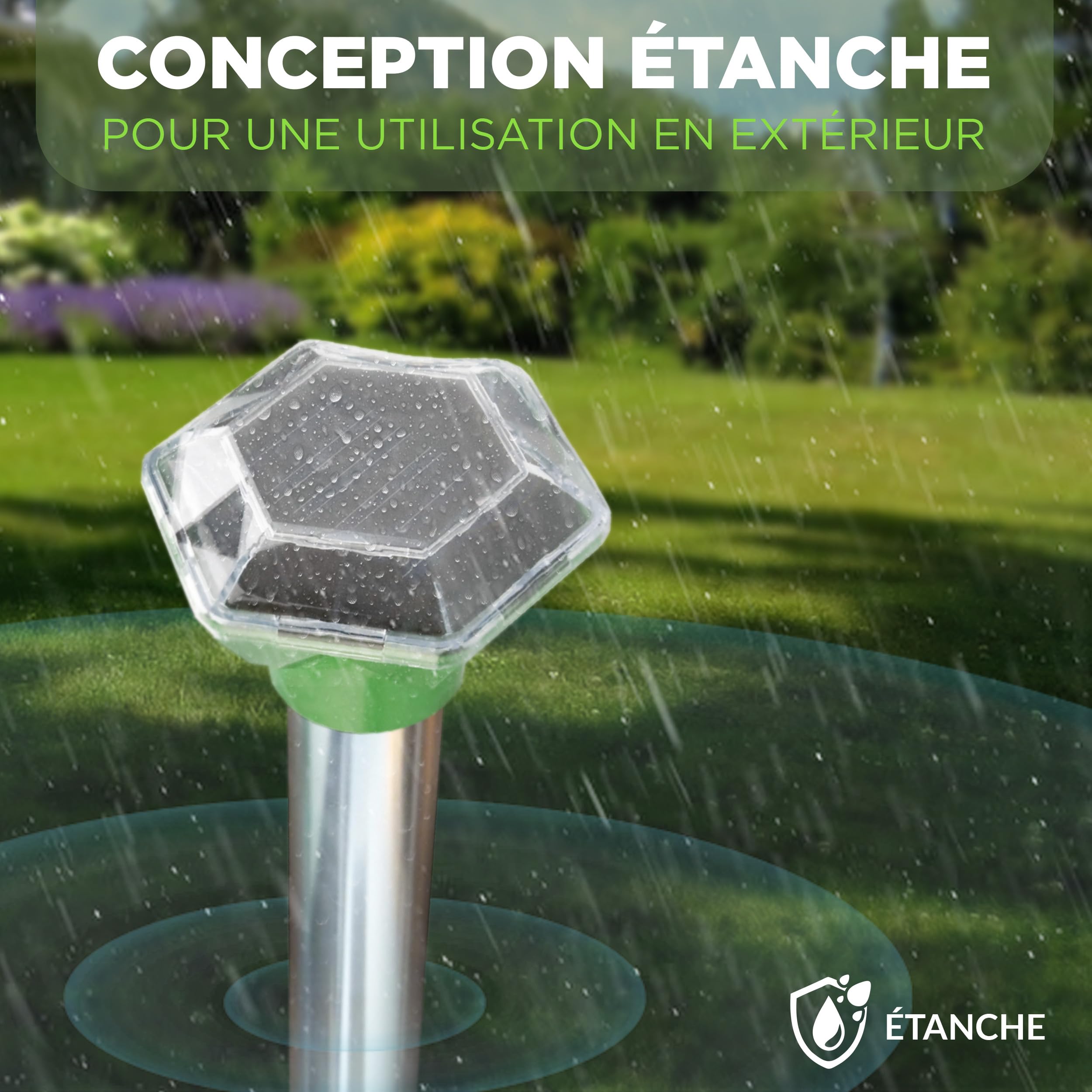 ISOTRONIC Répulsif Solaire Taupes, campagnols et Serpents – avec Piquet de Sol pour Le Jardin – Protection Efficace sans Poison – Portée 1 250 m² – Lot de 2 unités pour Grands terrains et Jardins