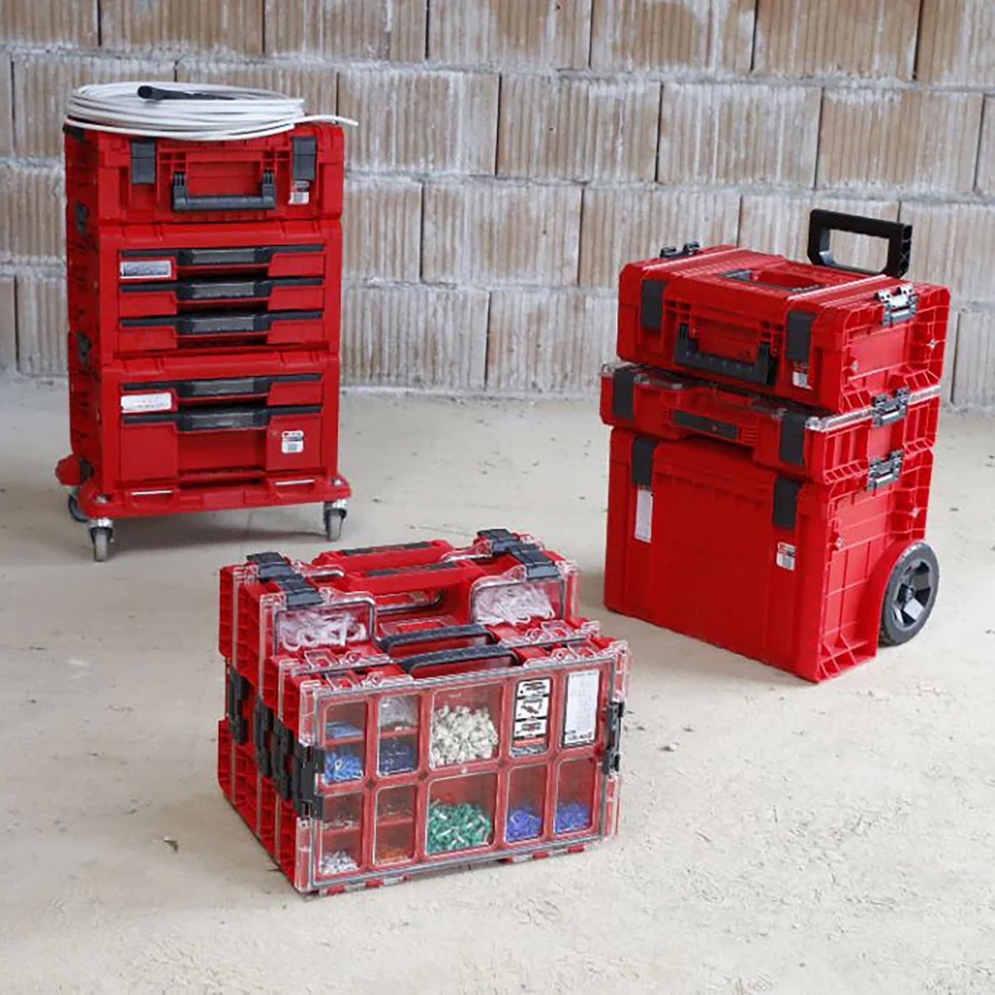 Toolbrothers RHINO PRO Organizer 300 RED ULTRA HD, impilabile, 452 x 358 x 110 mm, 9 l, IP54 con 8 inserti