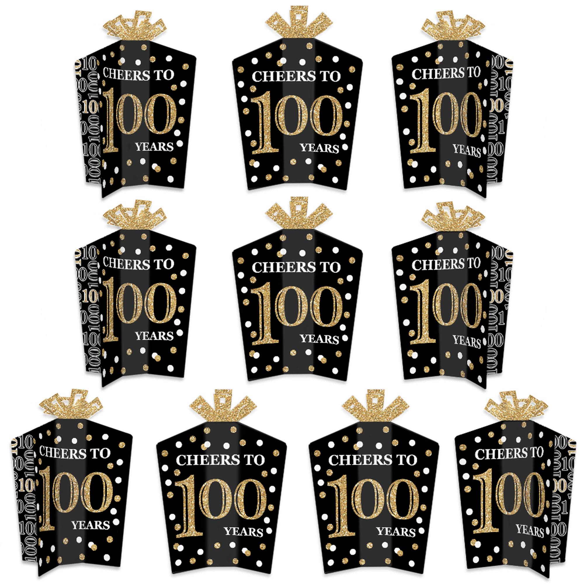 Big Dot of Happiness Fold and Flare 100th Birthday Centerpieces