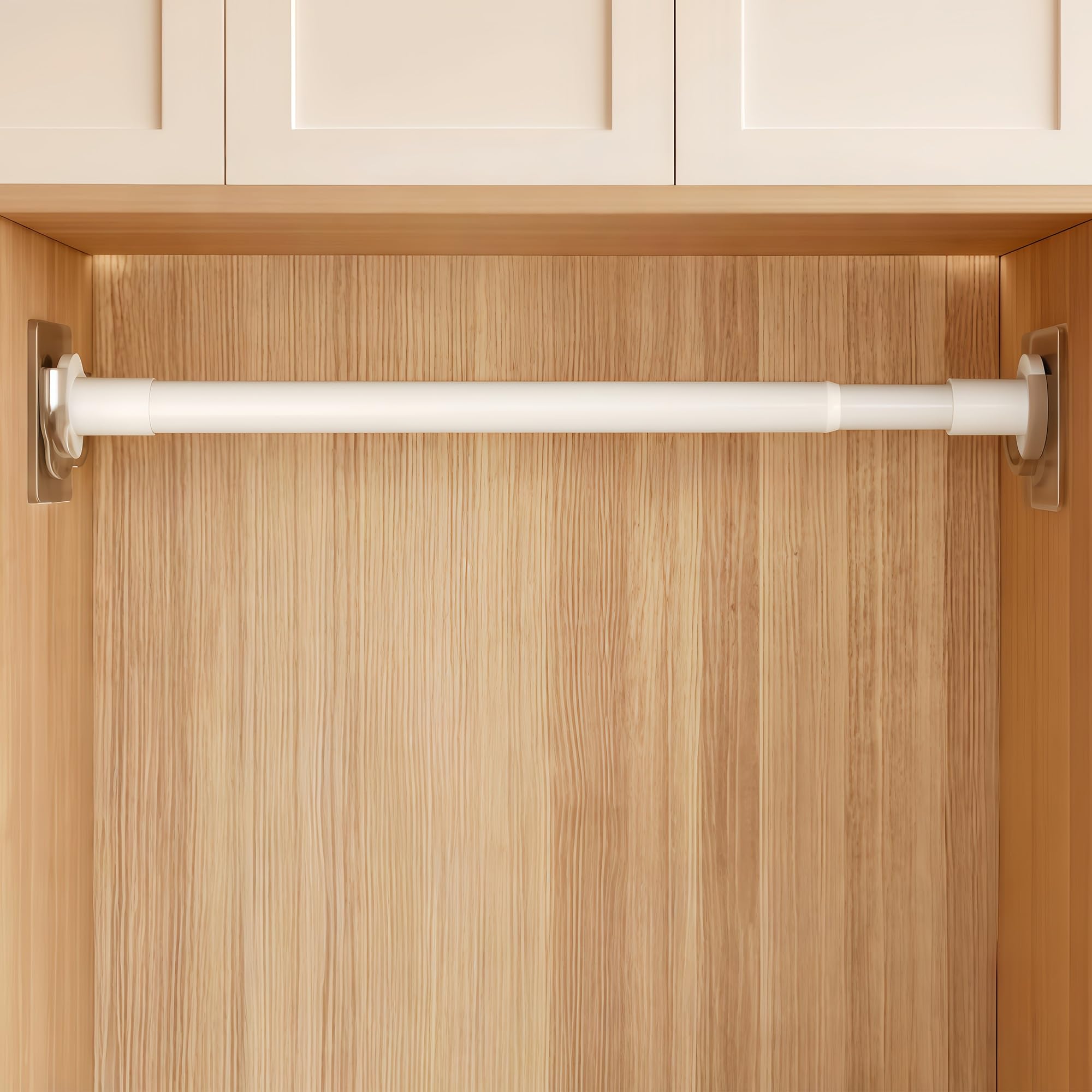Drill-free Wardrobe Hanging Rod, Retractable Clothes Drying and Hanging Rod, Wardrobe Clothes Rail, Suitable for Dormitory Wardrobes and Windows(White,0.5-0.8m/1.6-2.6ft)