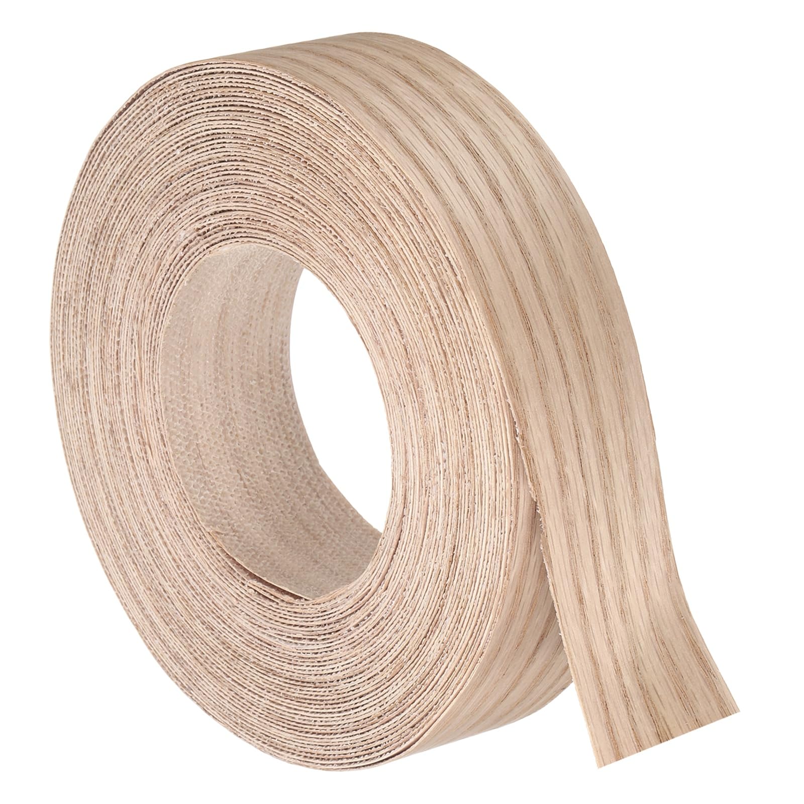sourcing map 38mm x 15m (WxL) Wood Veneer Edge Banding, Pre-Glued Flexible Red Oak Edging Strips, Iron on with Hot Melt Adhesive Wood Tape for Cabinet Repair and Furniture Restoration — image 1