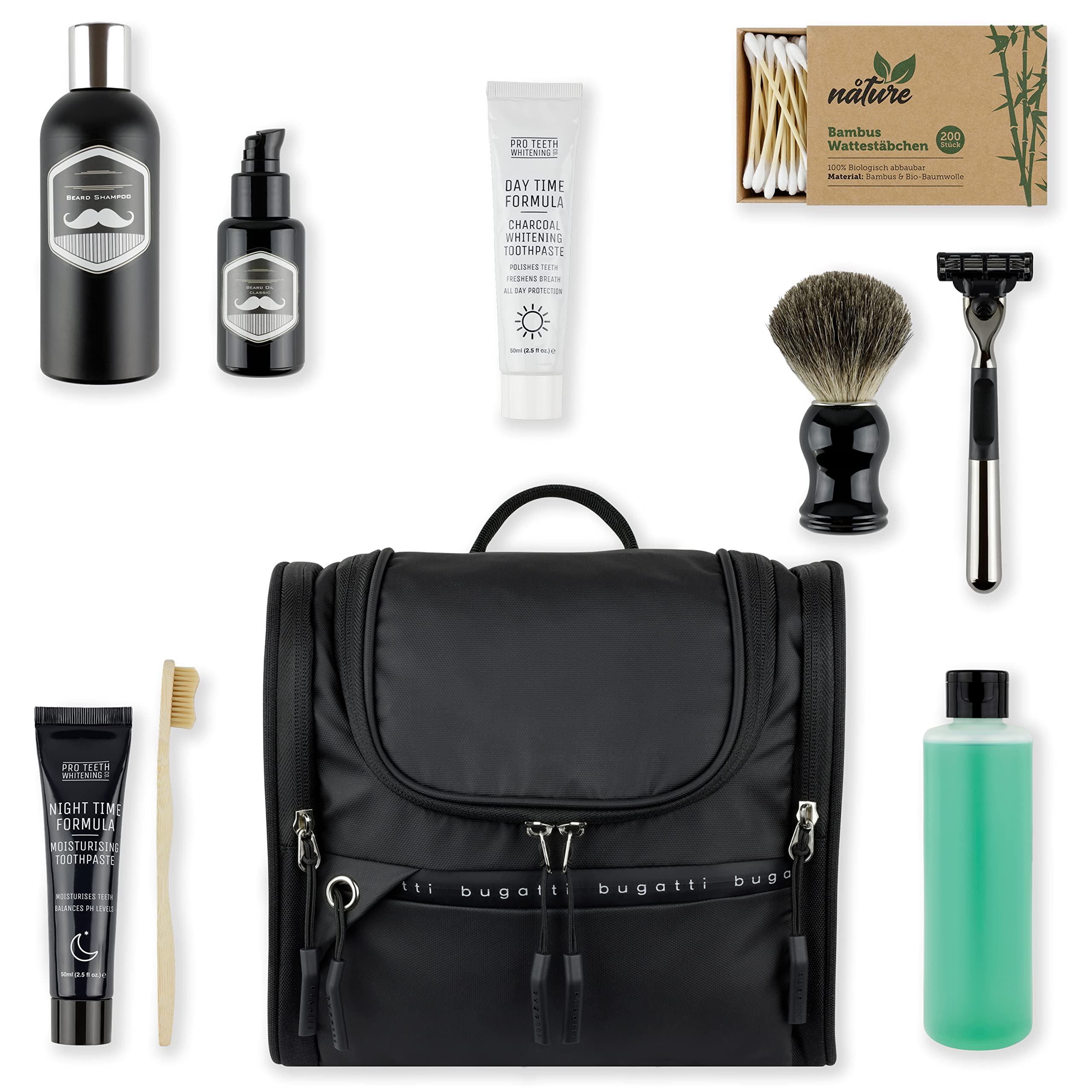 bugatti Blanc DeLight Borsa da toilette per le vacanze, in tela cerata e nylon, nero