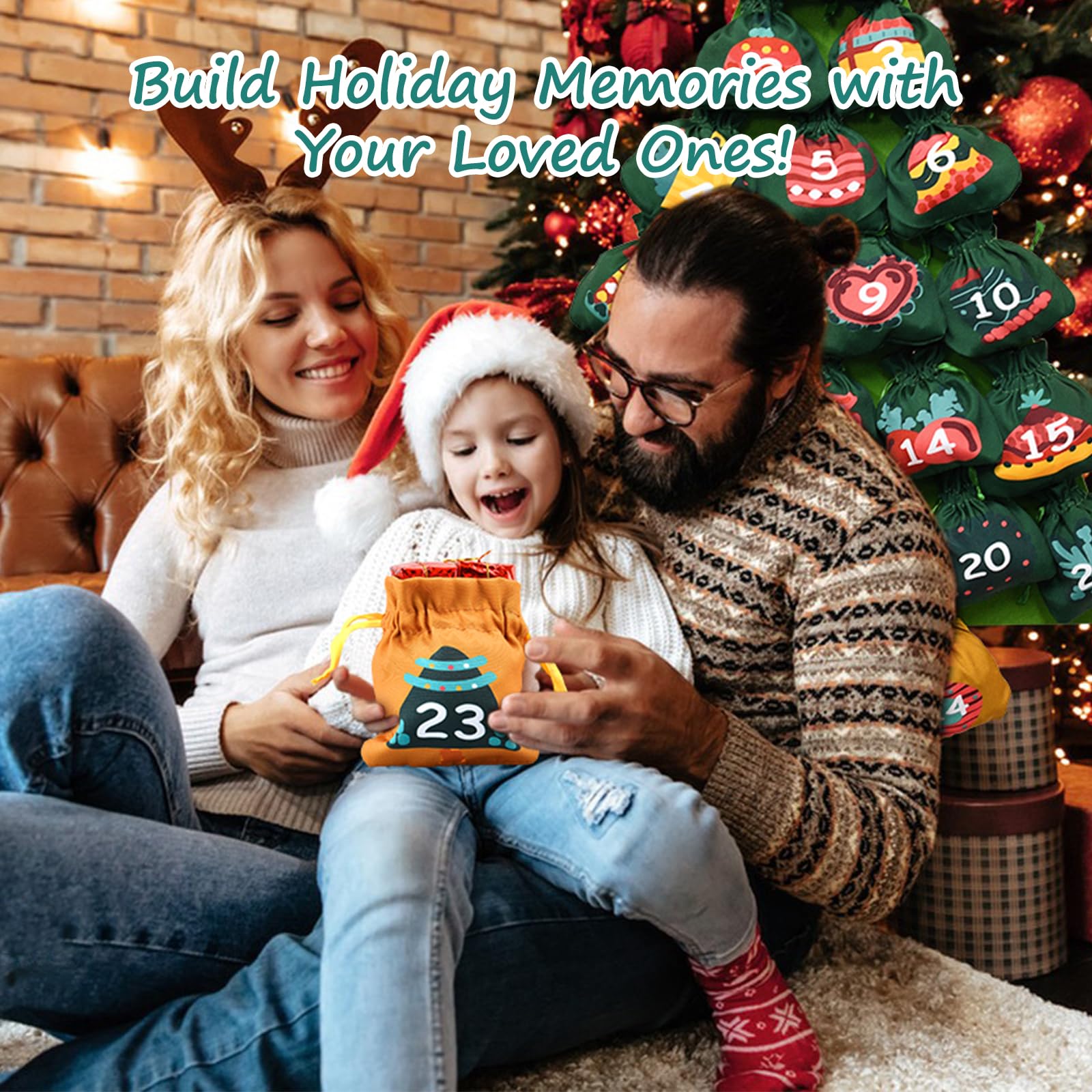 cshare Calendarios de Adviento con bolsillos, árbol de Navidad